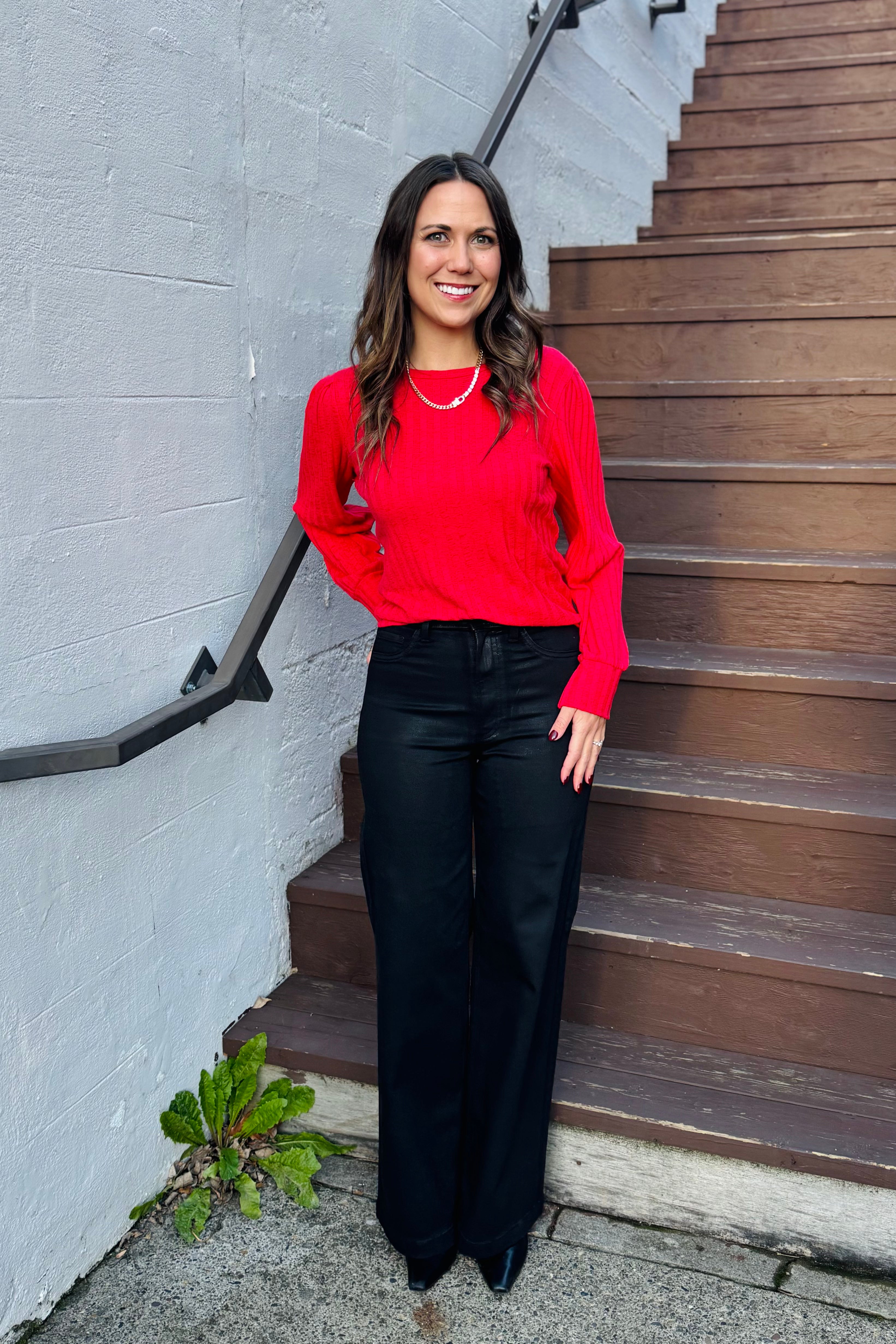 Jeanie Crew Neck Puff Sleeve