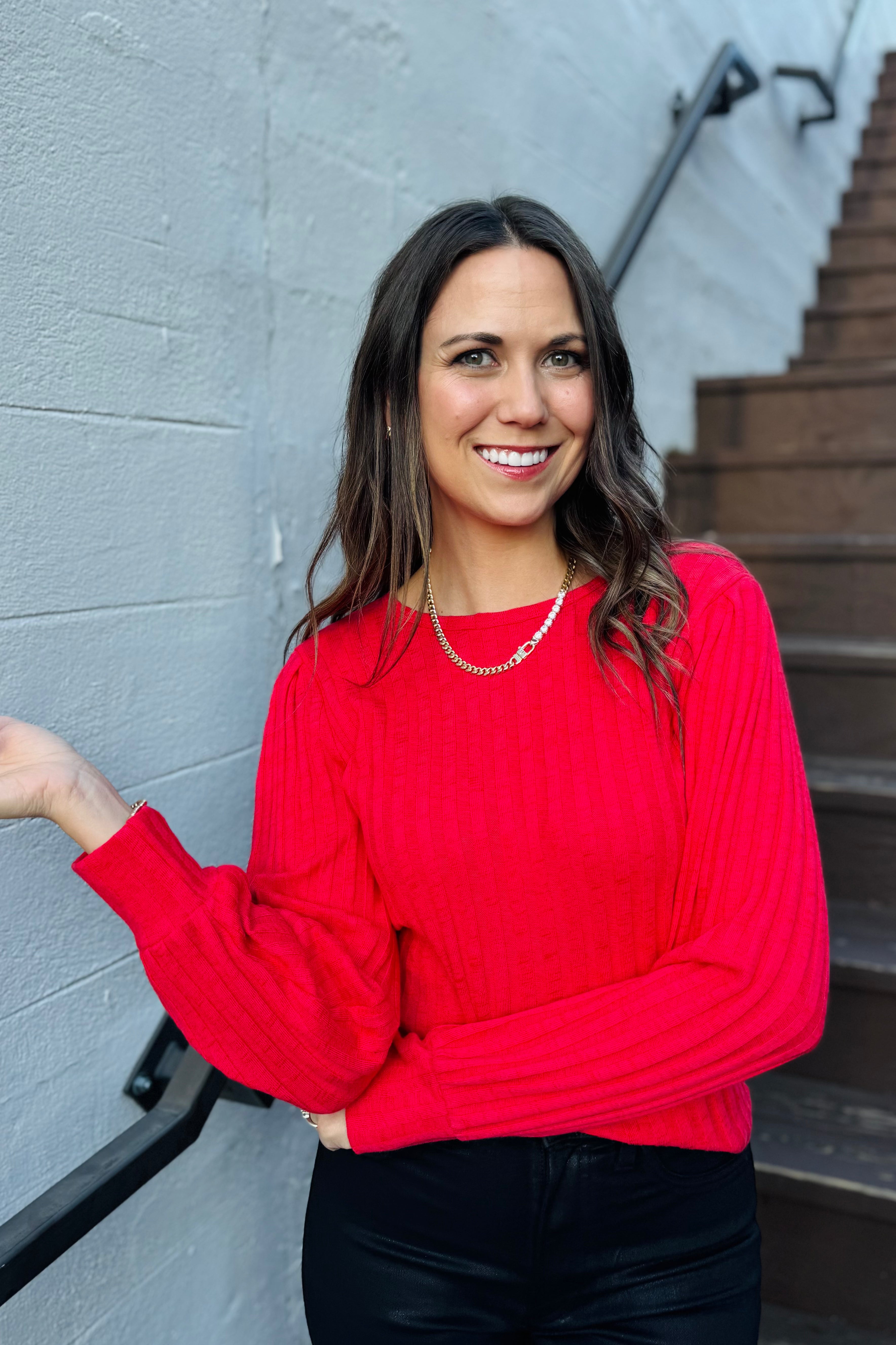 Jeanie Crew Neck Puff Sleeve