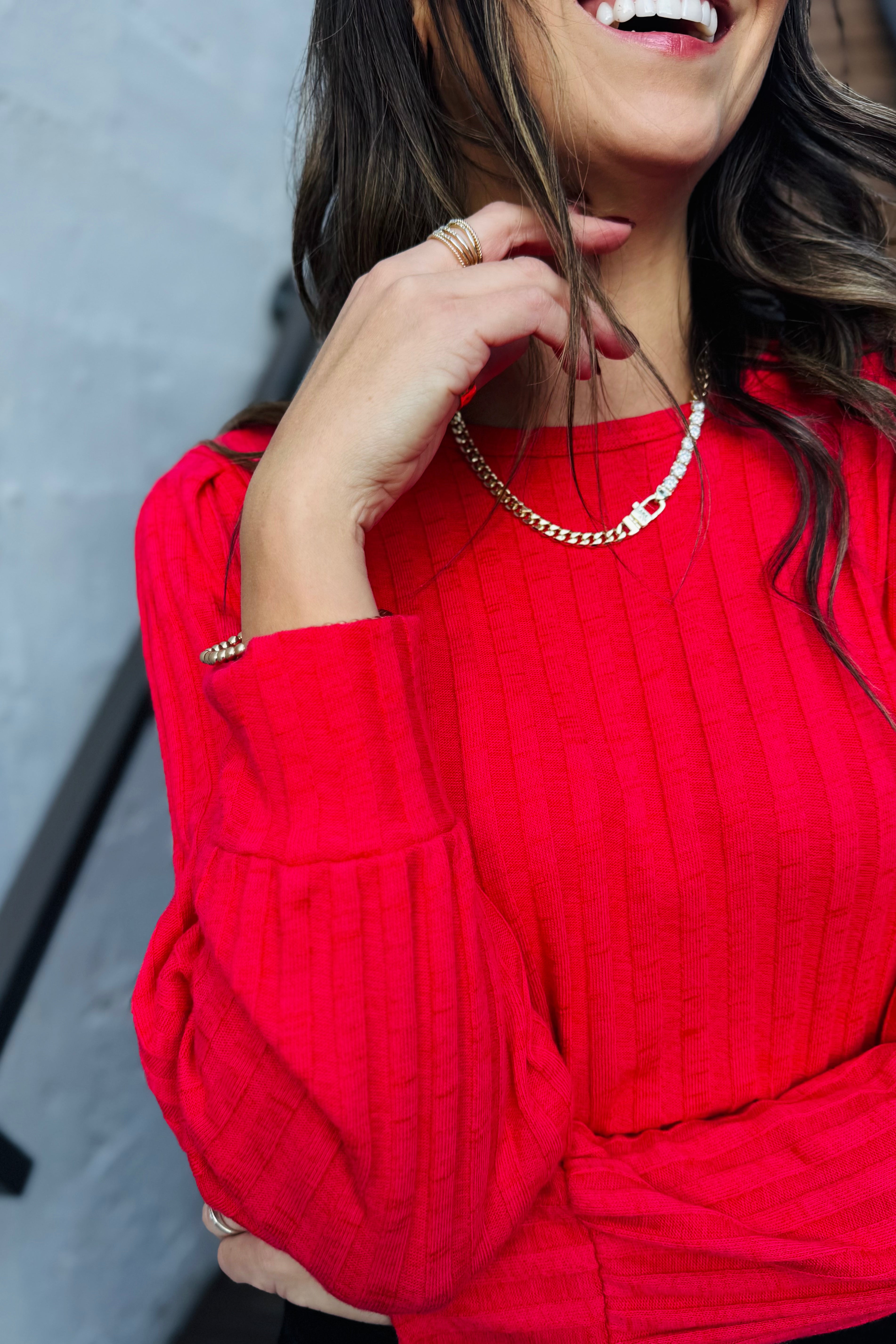 Jeanie Crew Neck Puff Sleeve