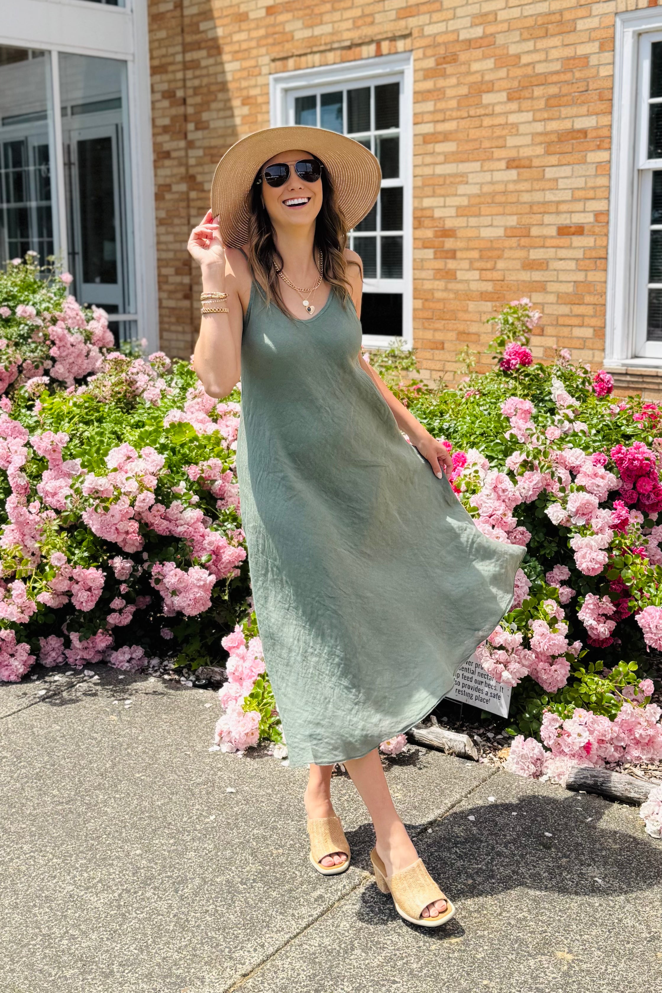 green summer maxi dress tank