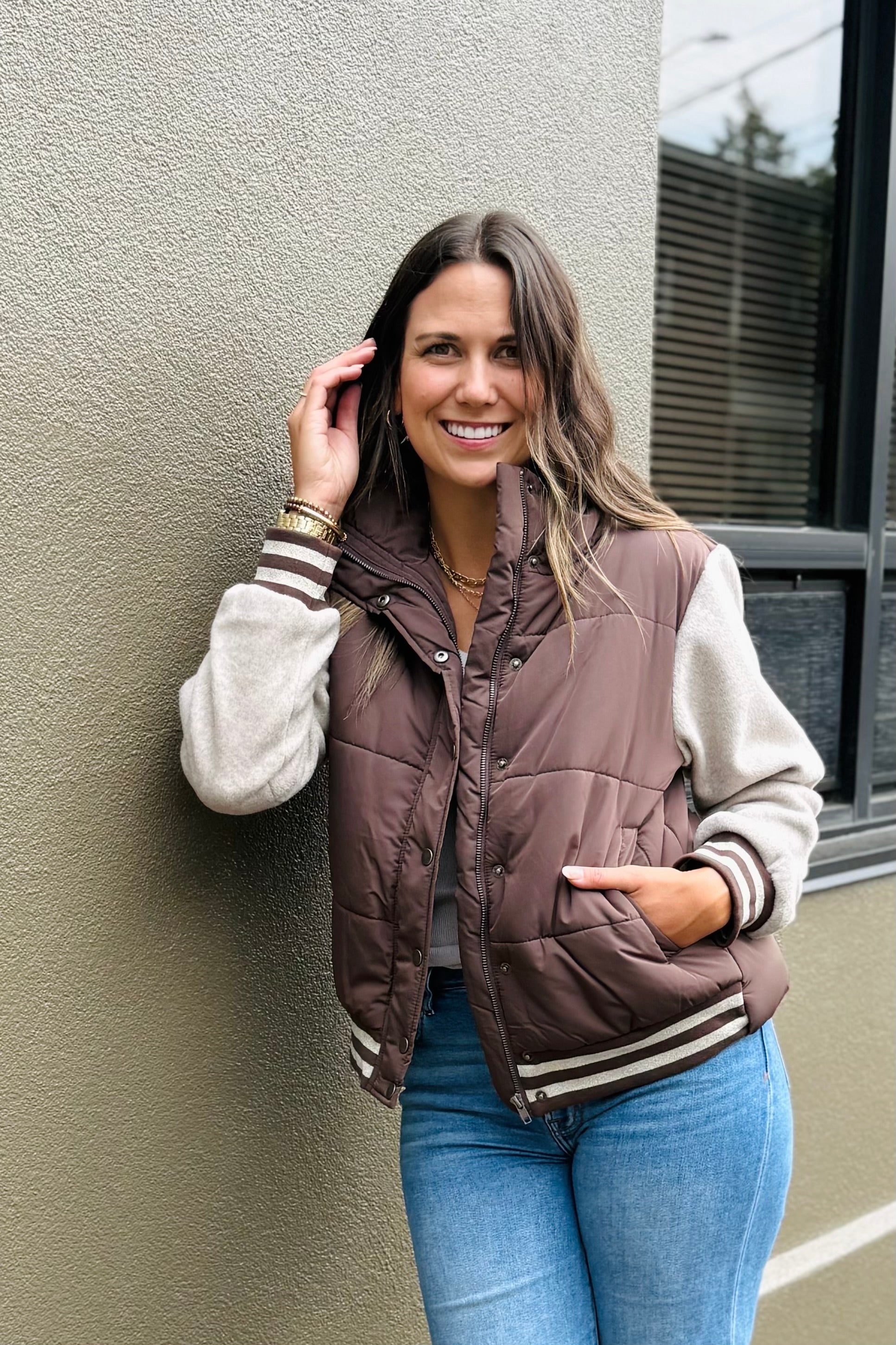 Mixed Media Puffer Jacket