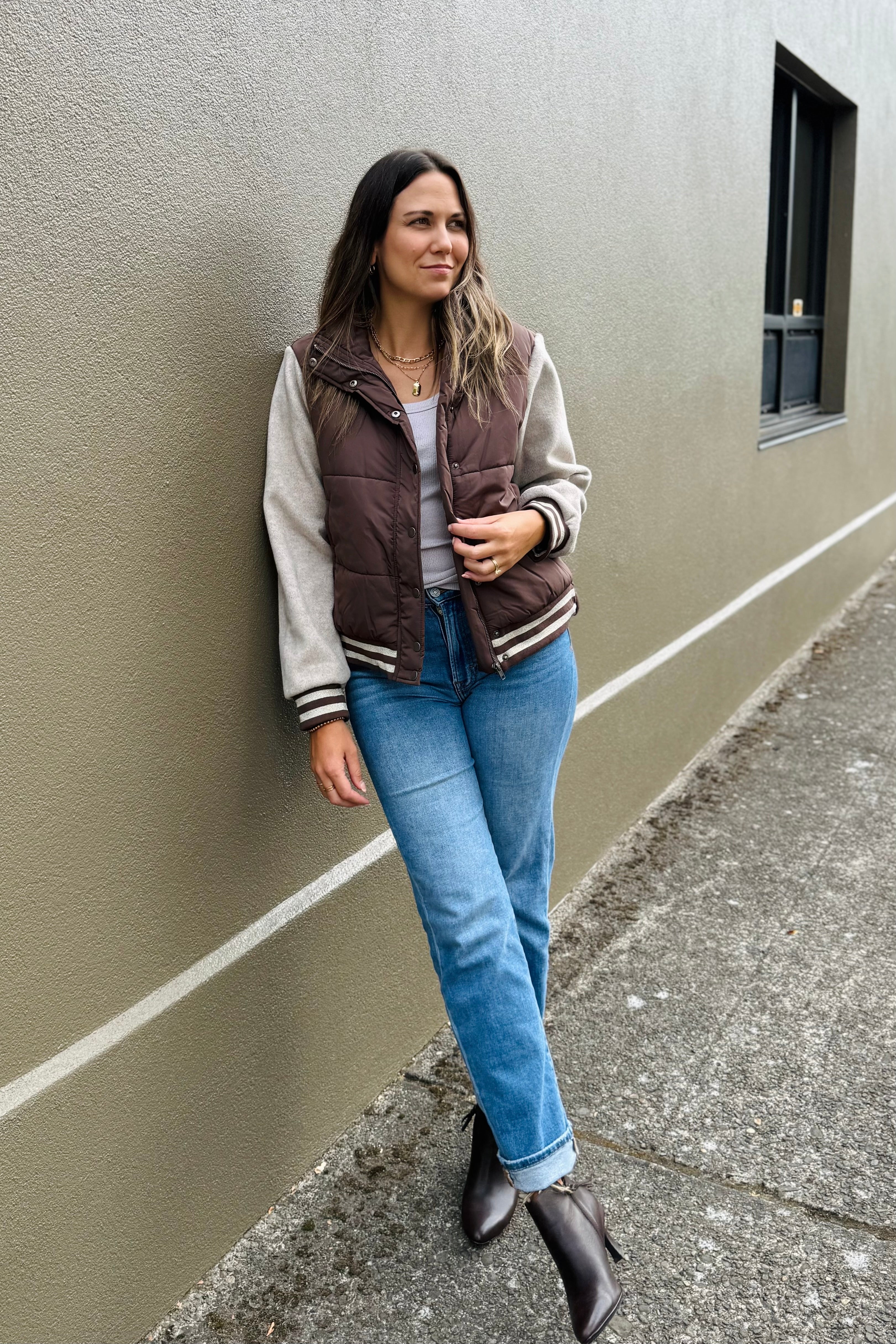 Mixed Media Puffer Jacket