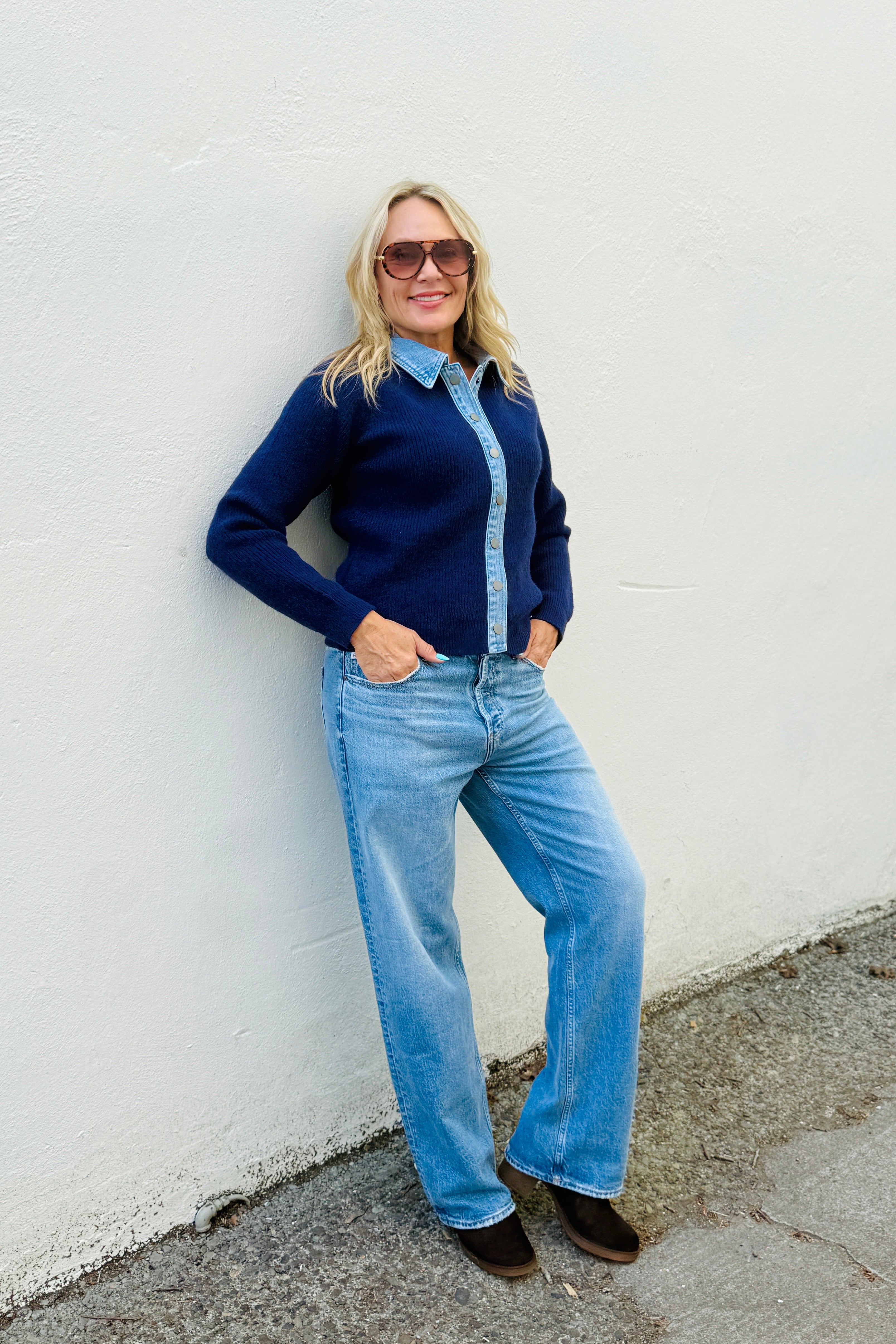 Mixed Media Sweater W/ Denim