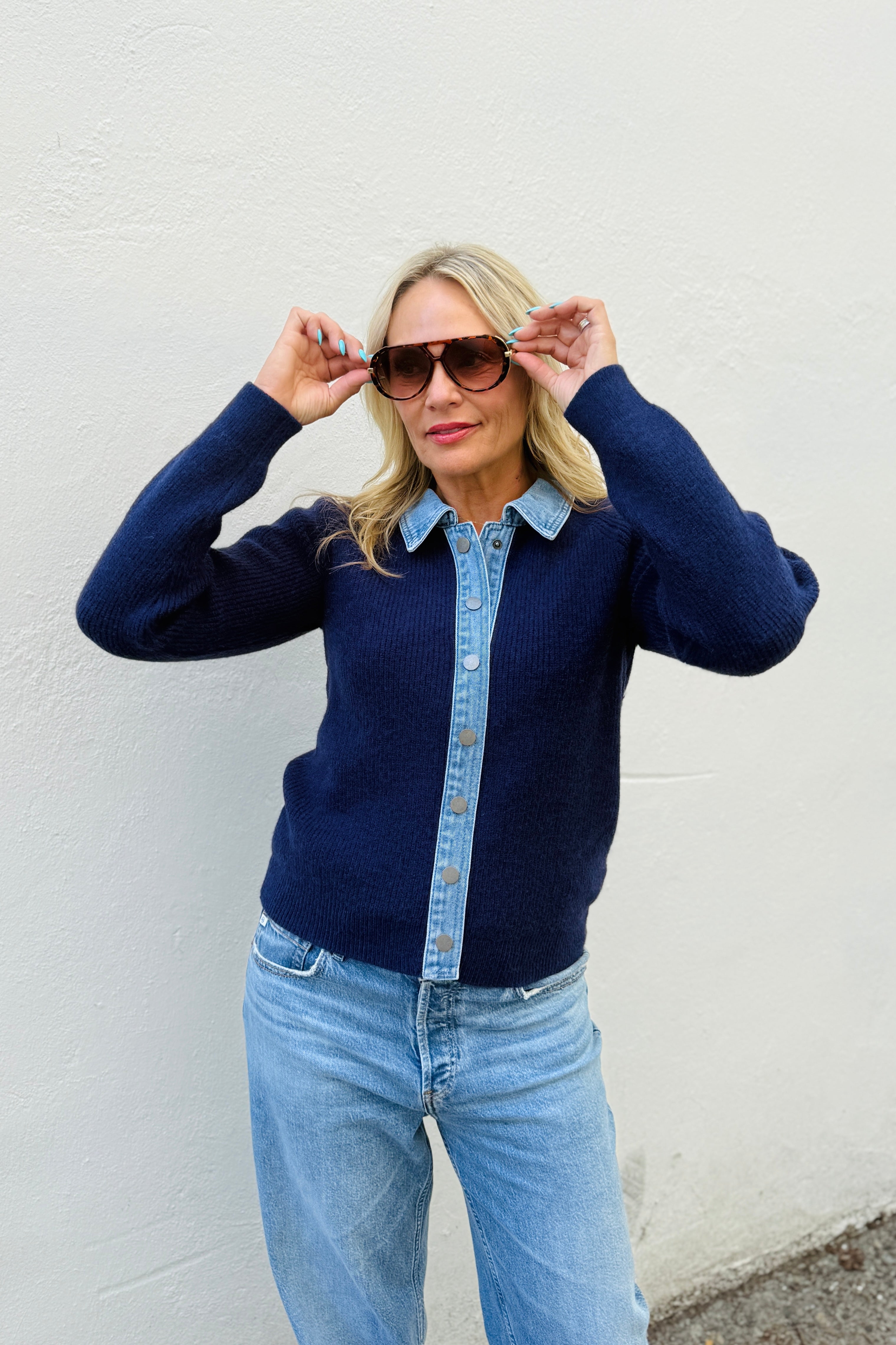 Mixed Media Sweater W/ Denim