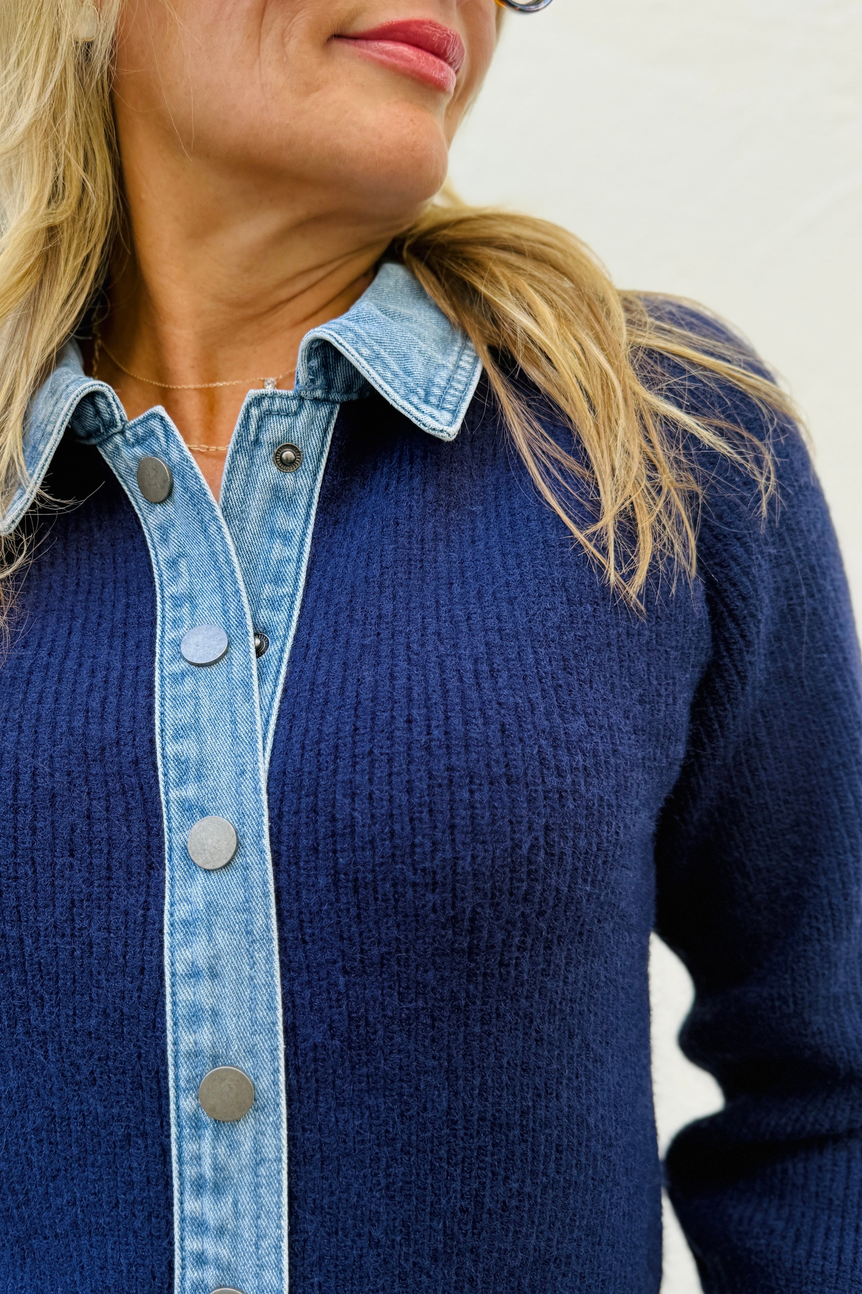 Mixed Media Sweater W/ Denim