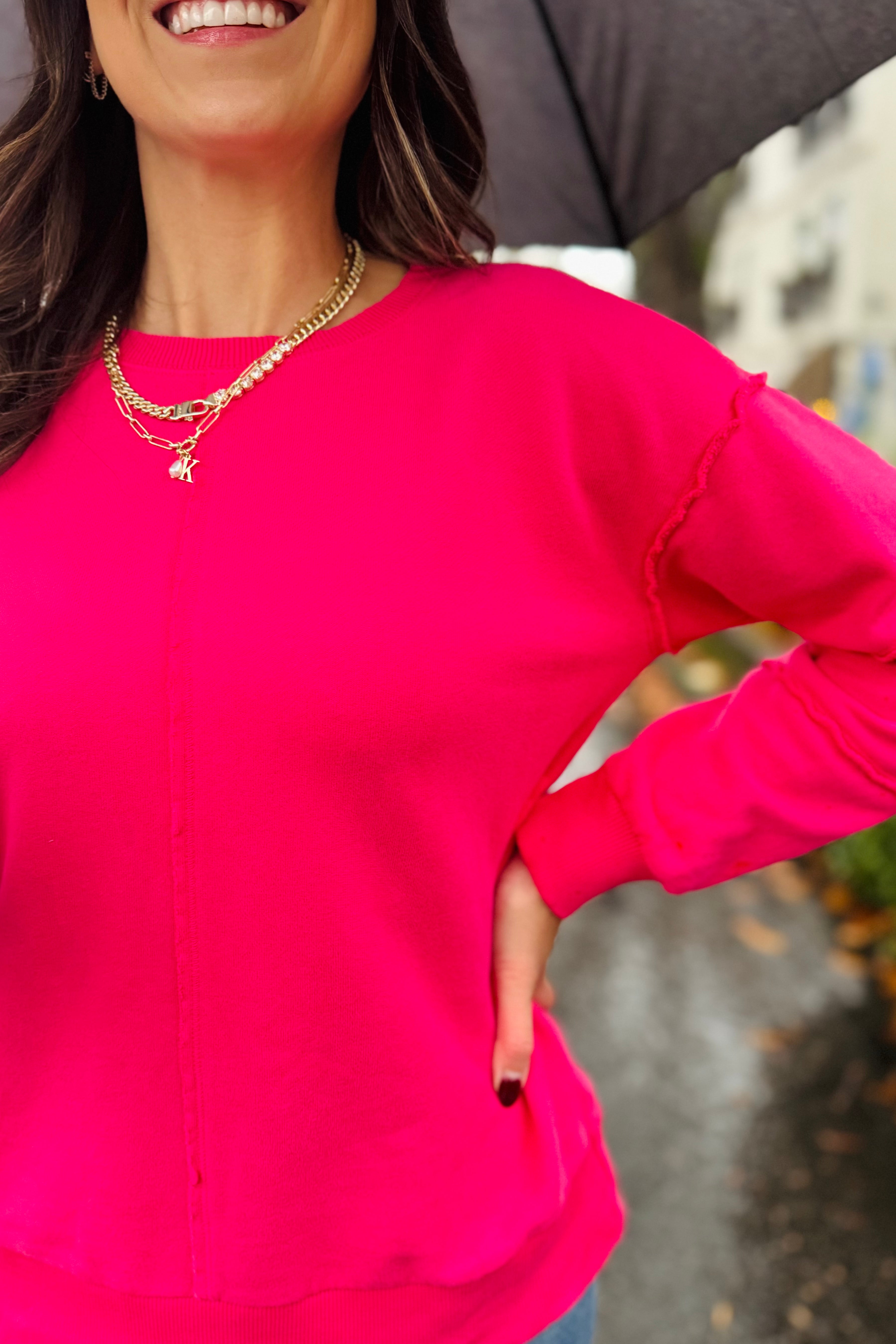 L/S Seamed Boxy Sweatshirt-Fruit Punch