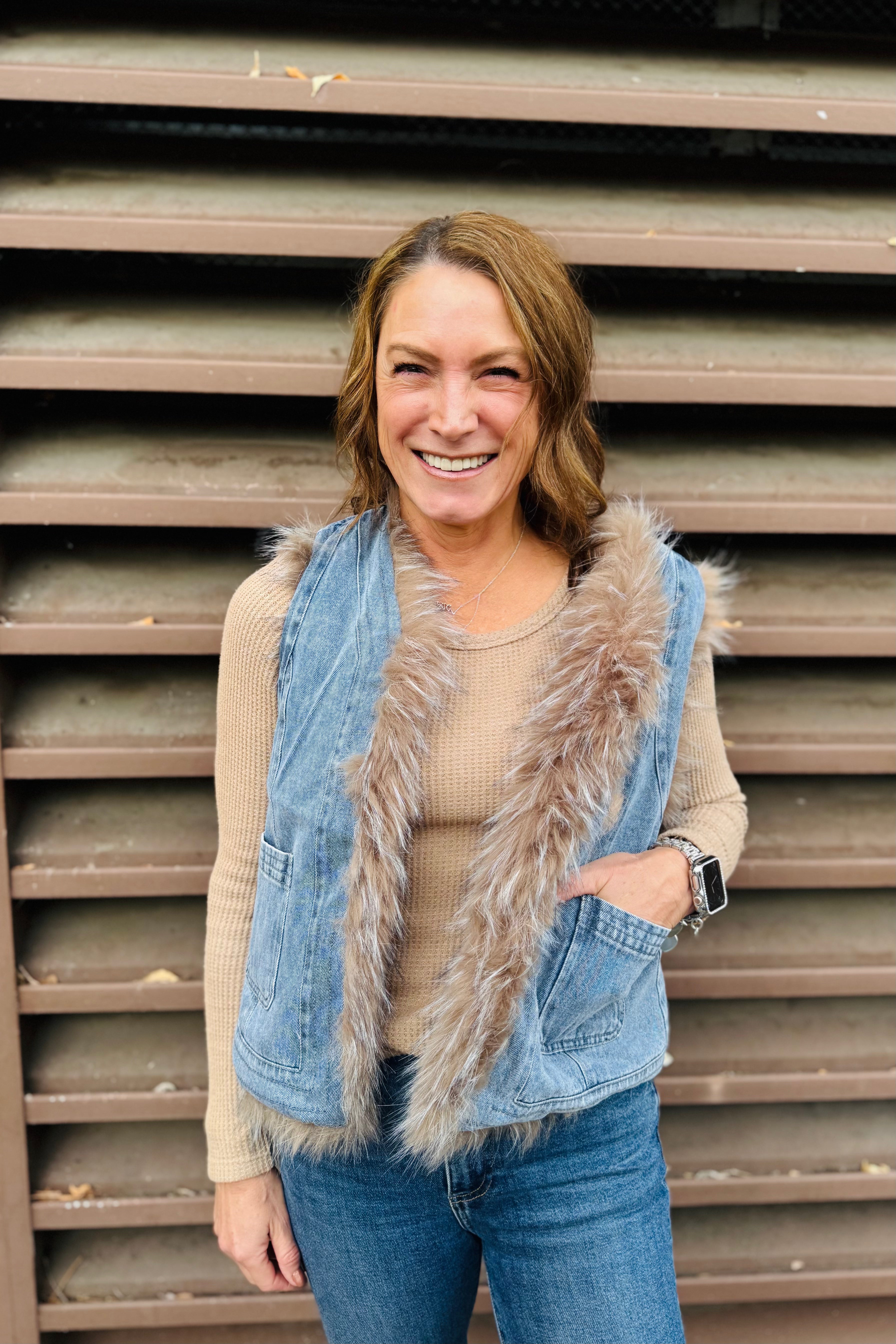 Montana Fur & Denim Vest