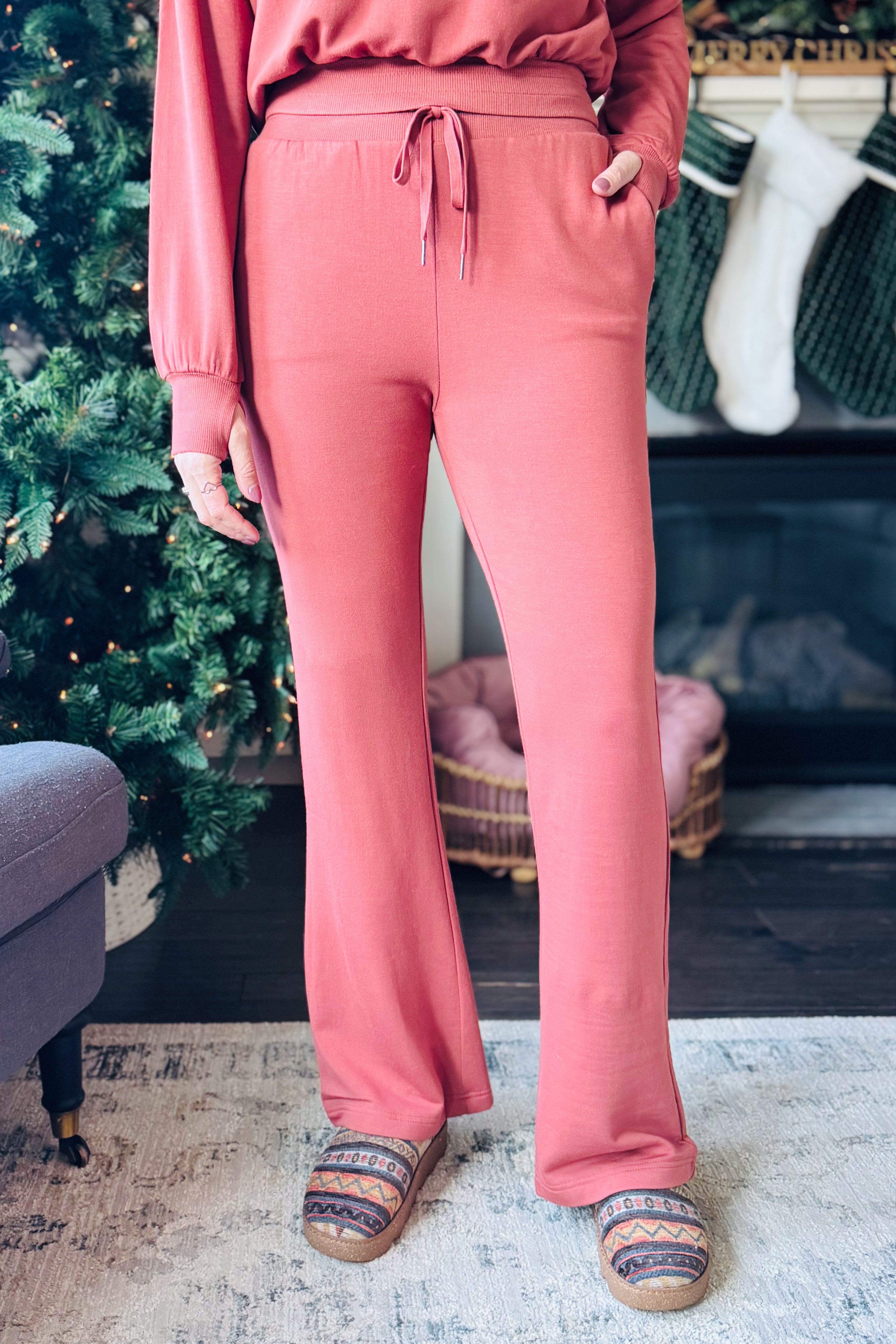 Nicolle Feather Fleece Flare Hem Pant