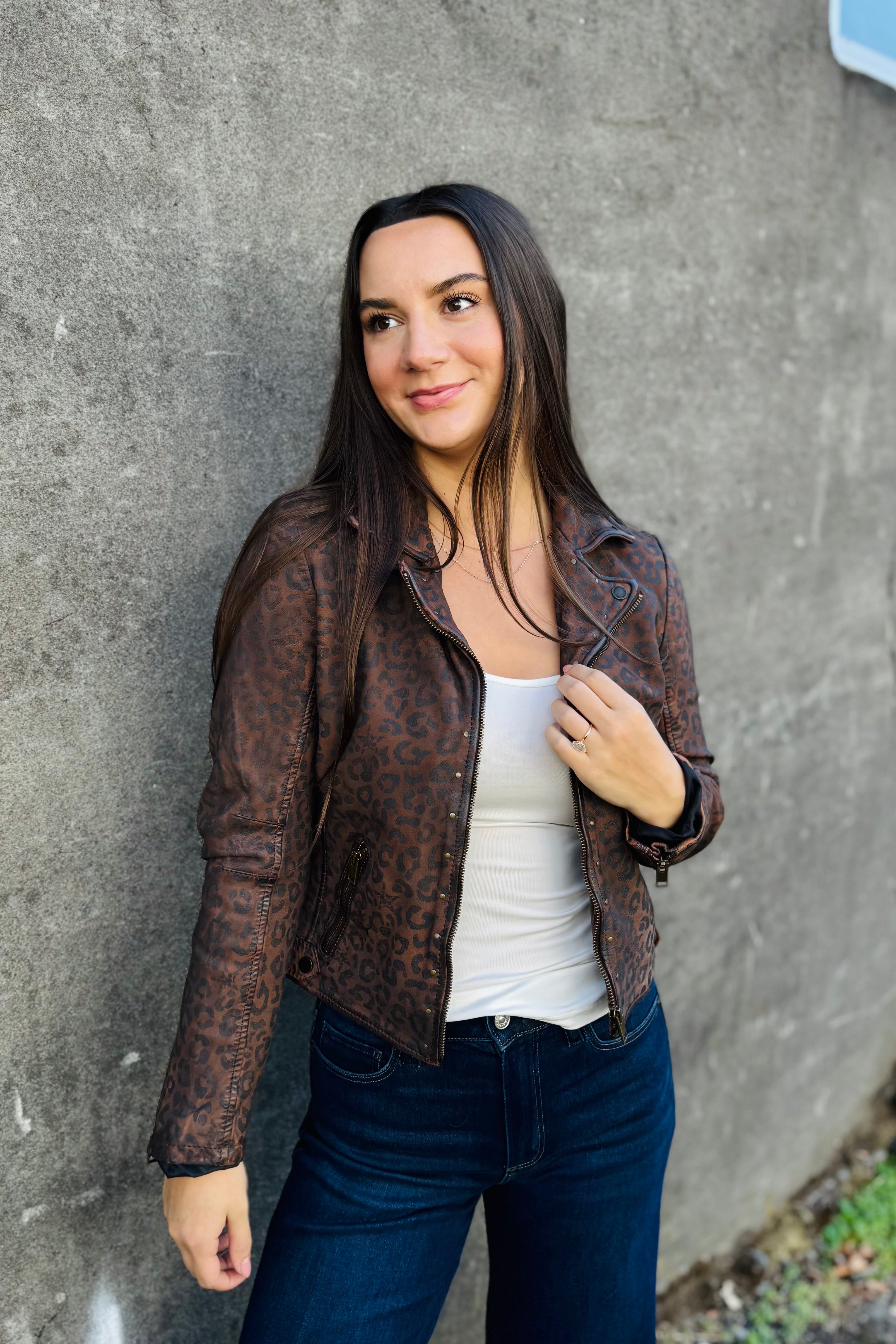 Nyxa Suede Leopard Jacket