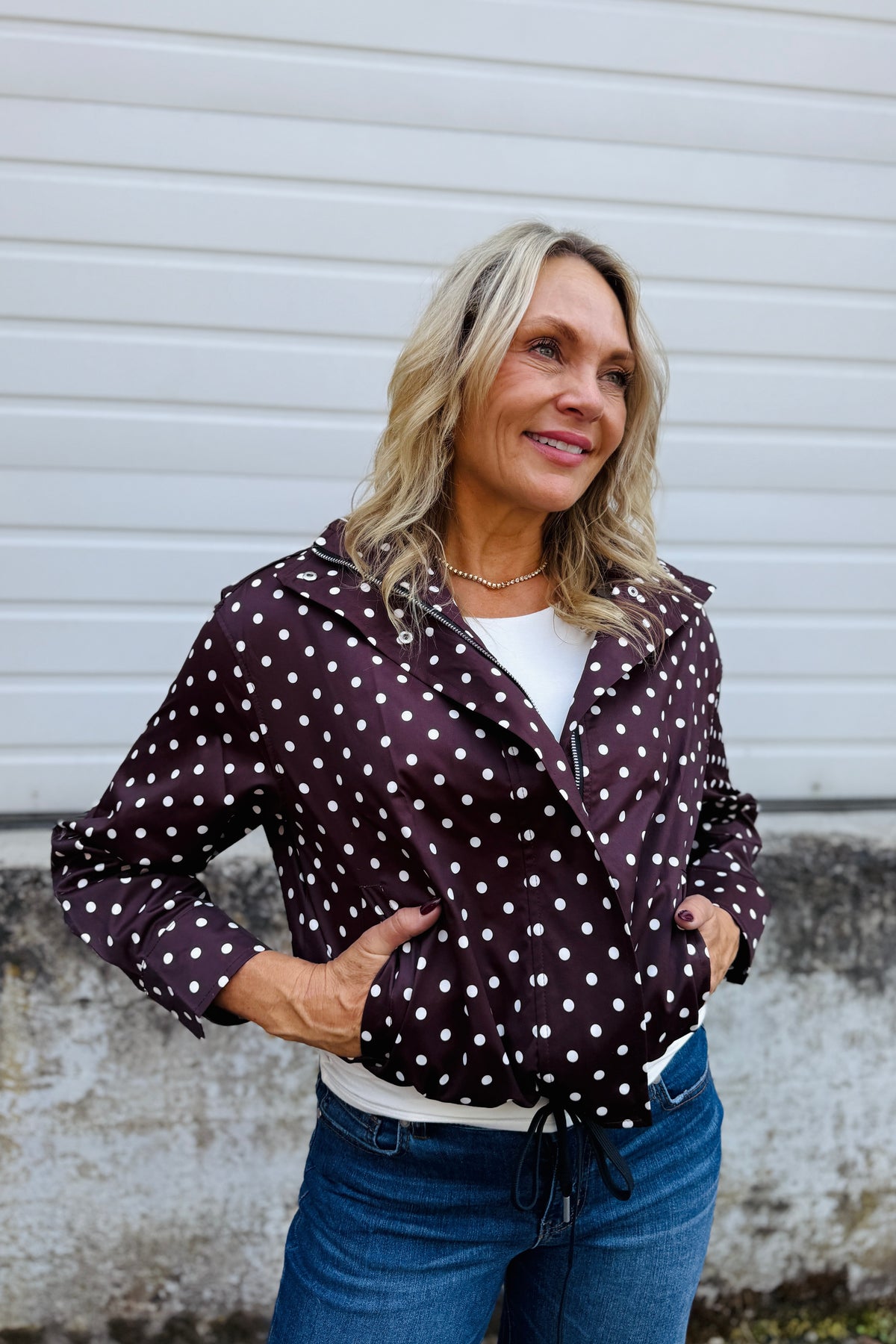 Oversized Polka Dot Jacket - Brown Polka Dots | Arktana - view 2