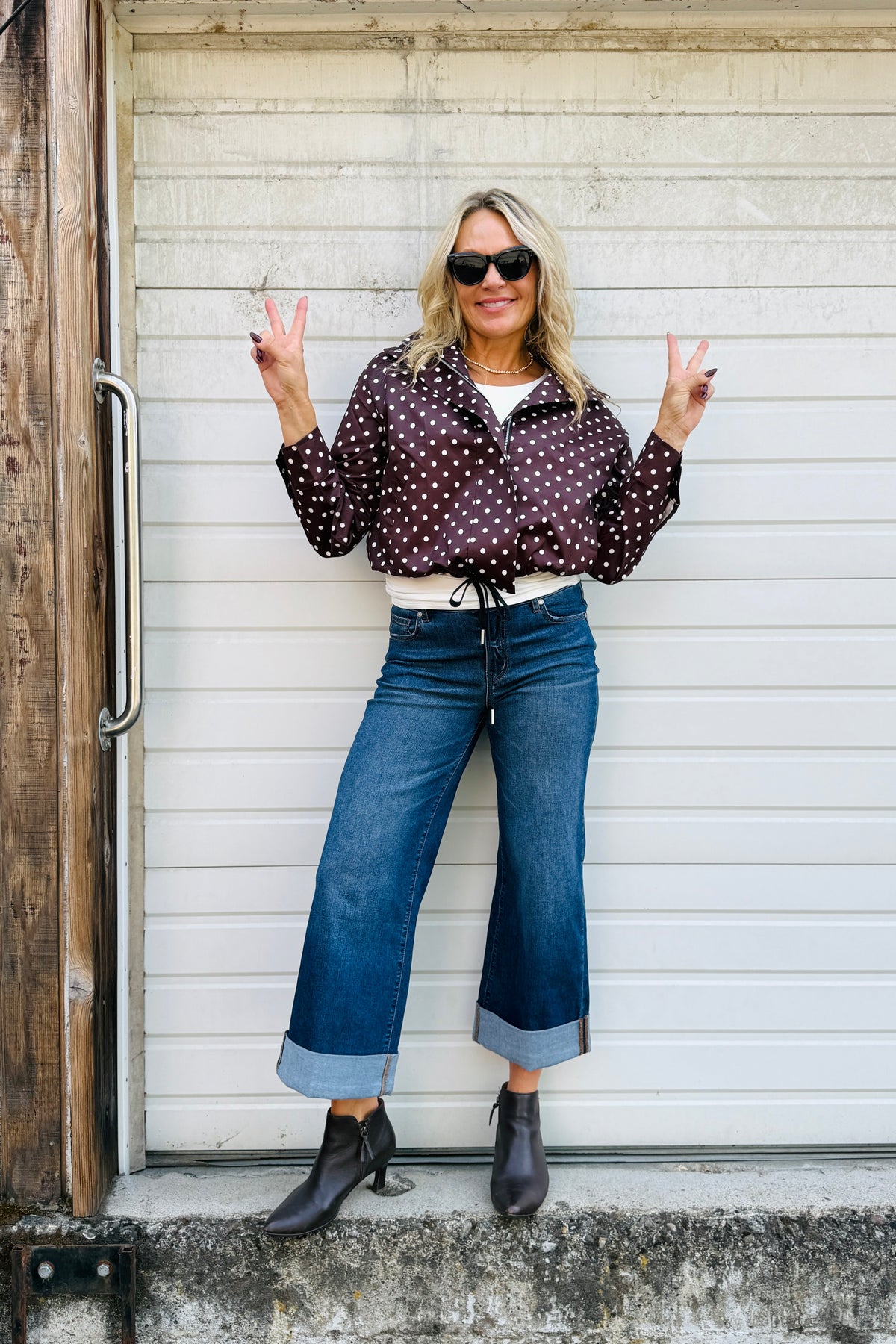 Oversized Polka Dot Jacket - Brown Polka Dots | Arktana - view 3