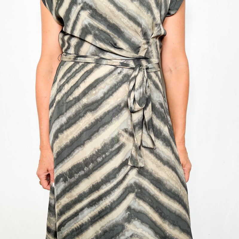 Printed Satin Midi Dress