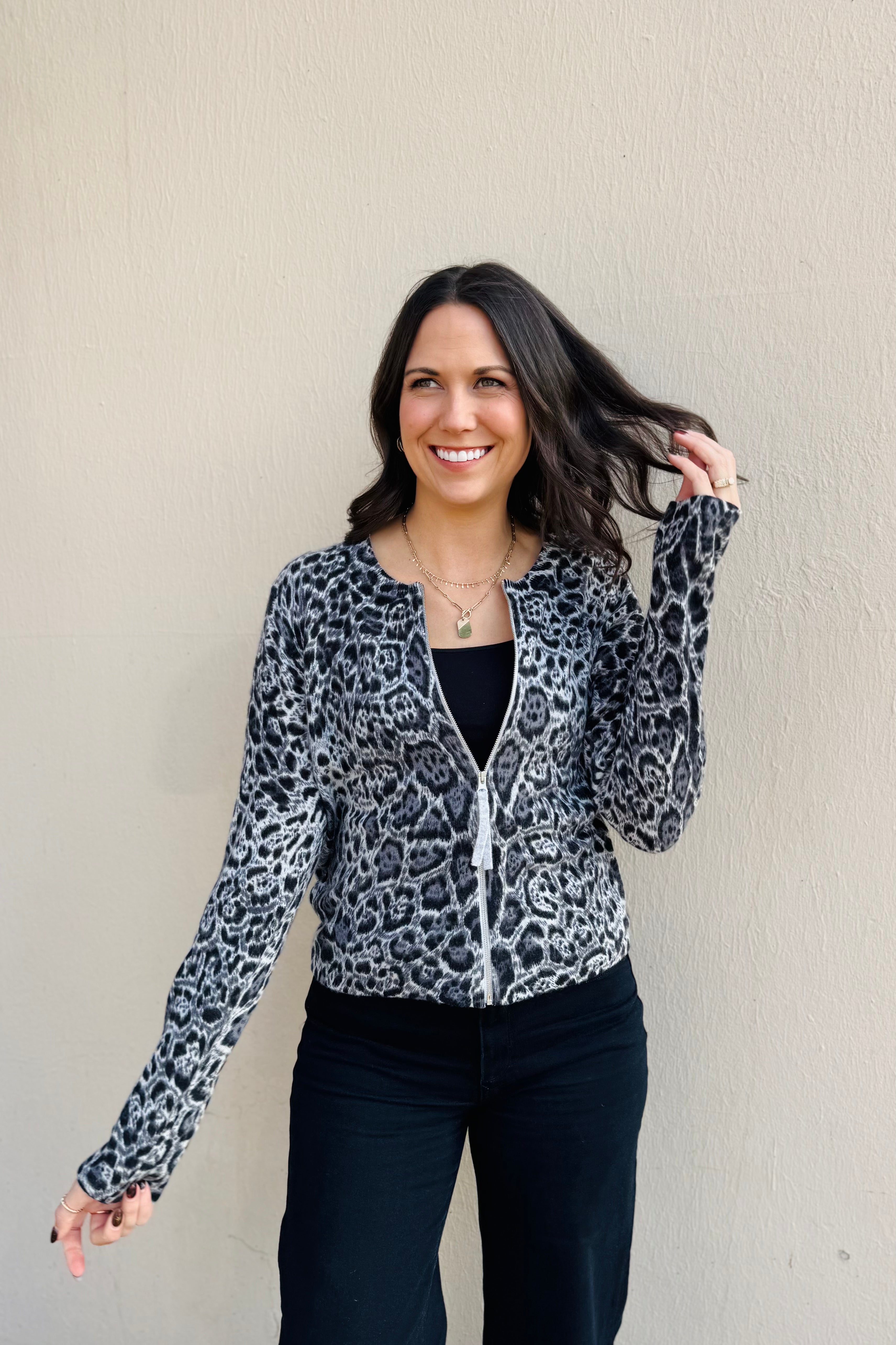 Cheetah Zip Cardi - Panther