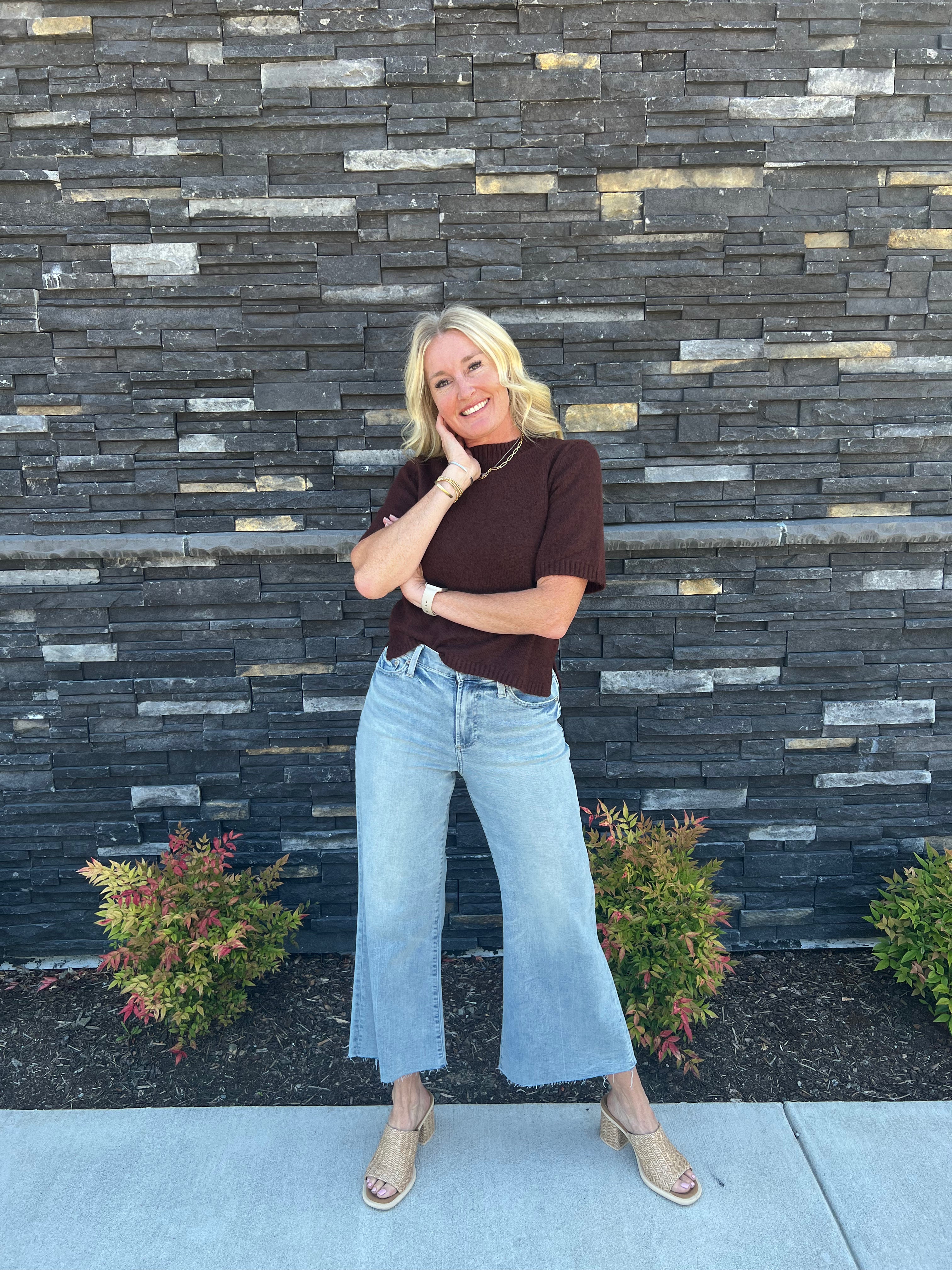 The Perfect Sweater Tee combines comfort and style with a relaxed fit and classic crew neck design. Ribbing at the hem, neckline, and cuffs adds subtle texture, while the short sleeves make it versatile for layering or wearing alone. Ideal for a polished yet casual look.