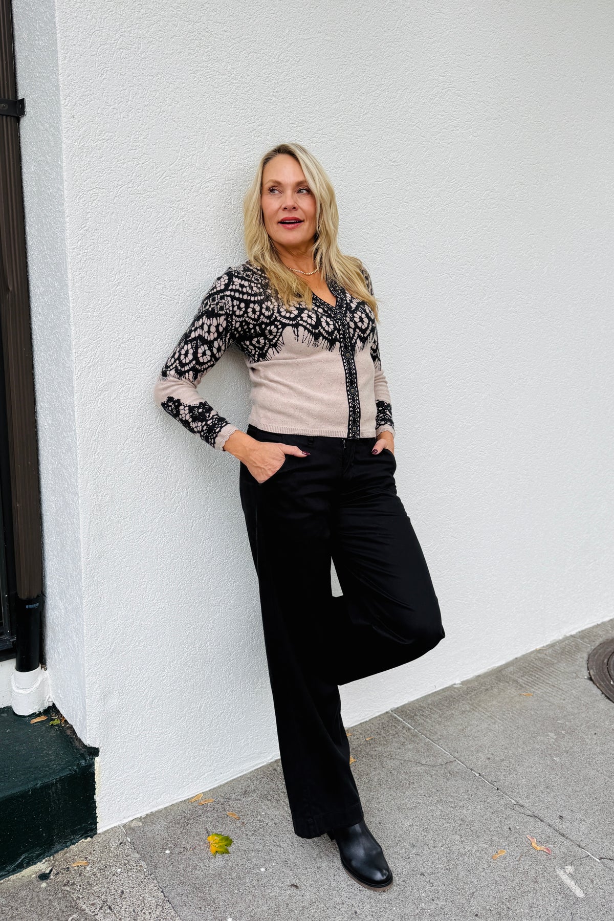 Placed Lace Print Cardi