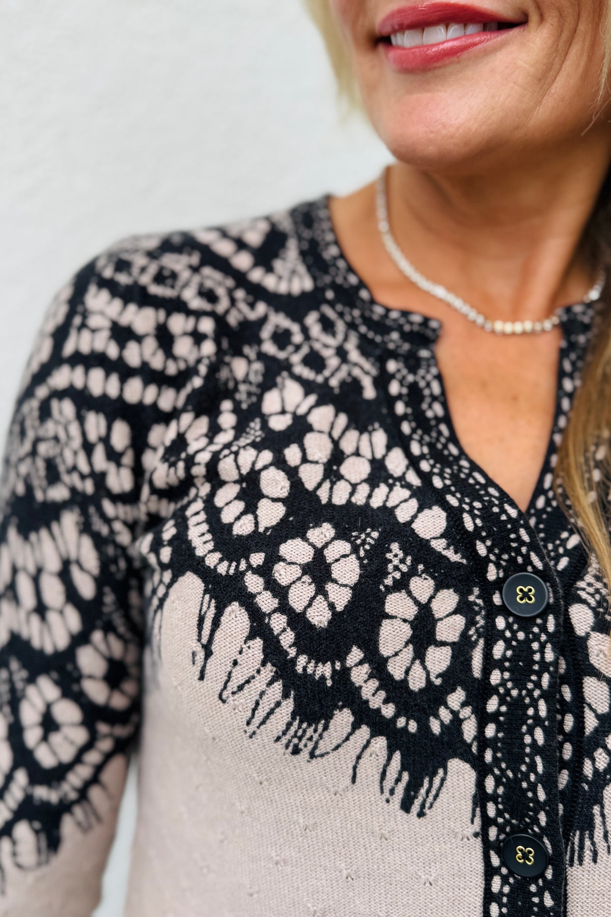 Placed Lace Print Cardi