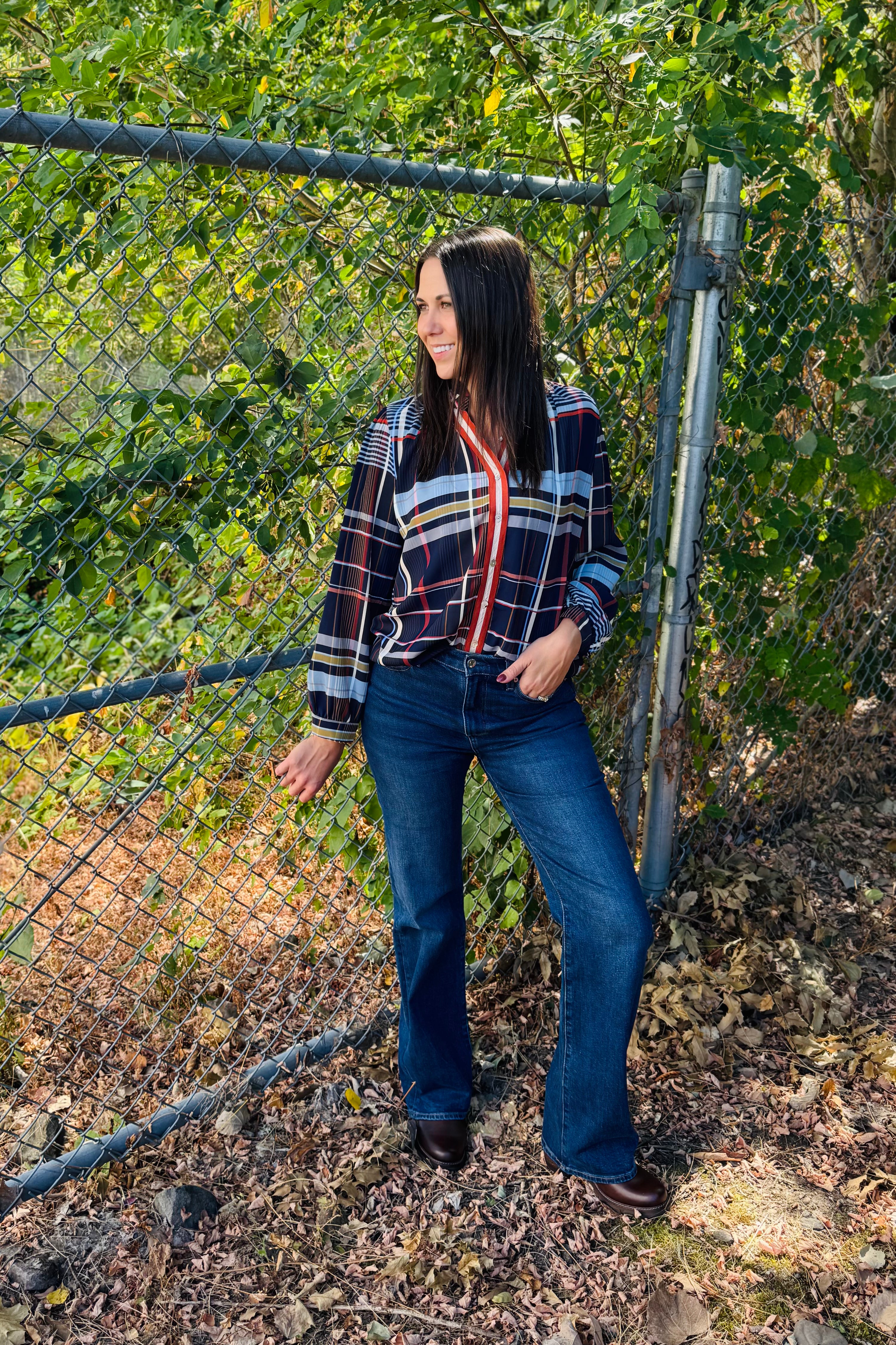Plaid Long Sleeve Top