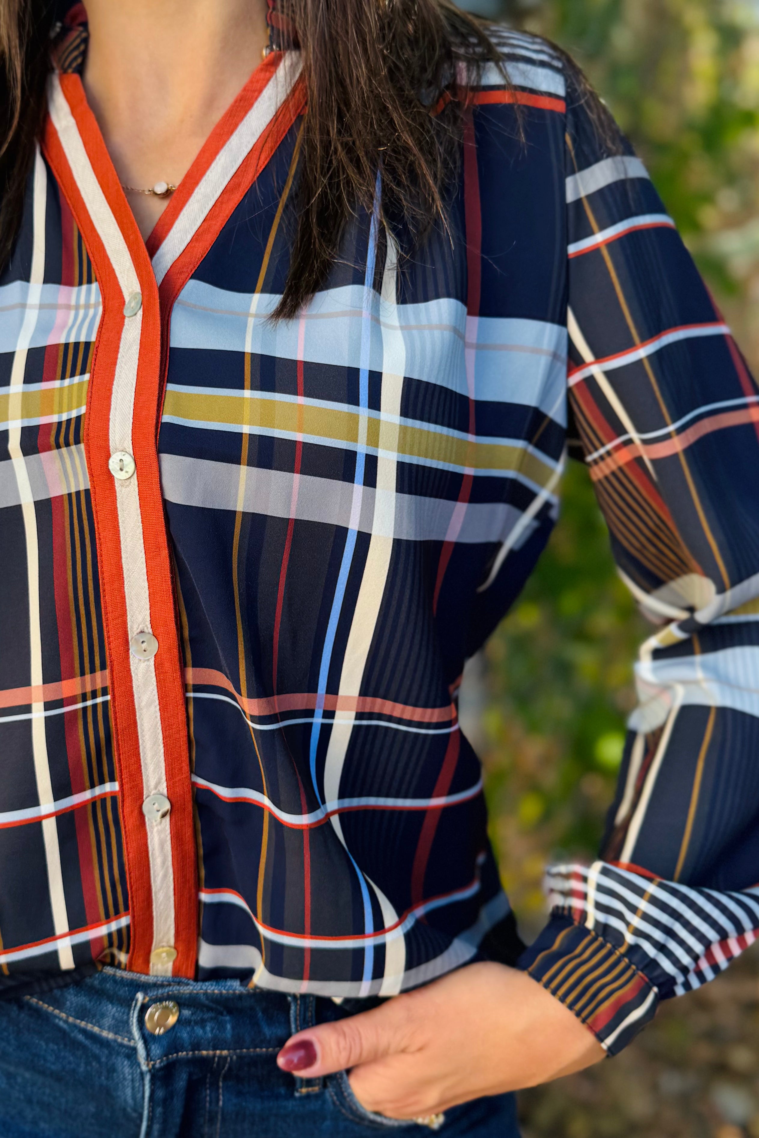 Plaid Long Sleeve Top