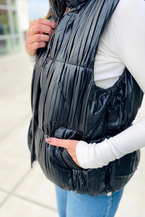 Pleated Puffer Vest