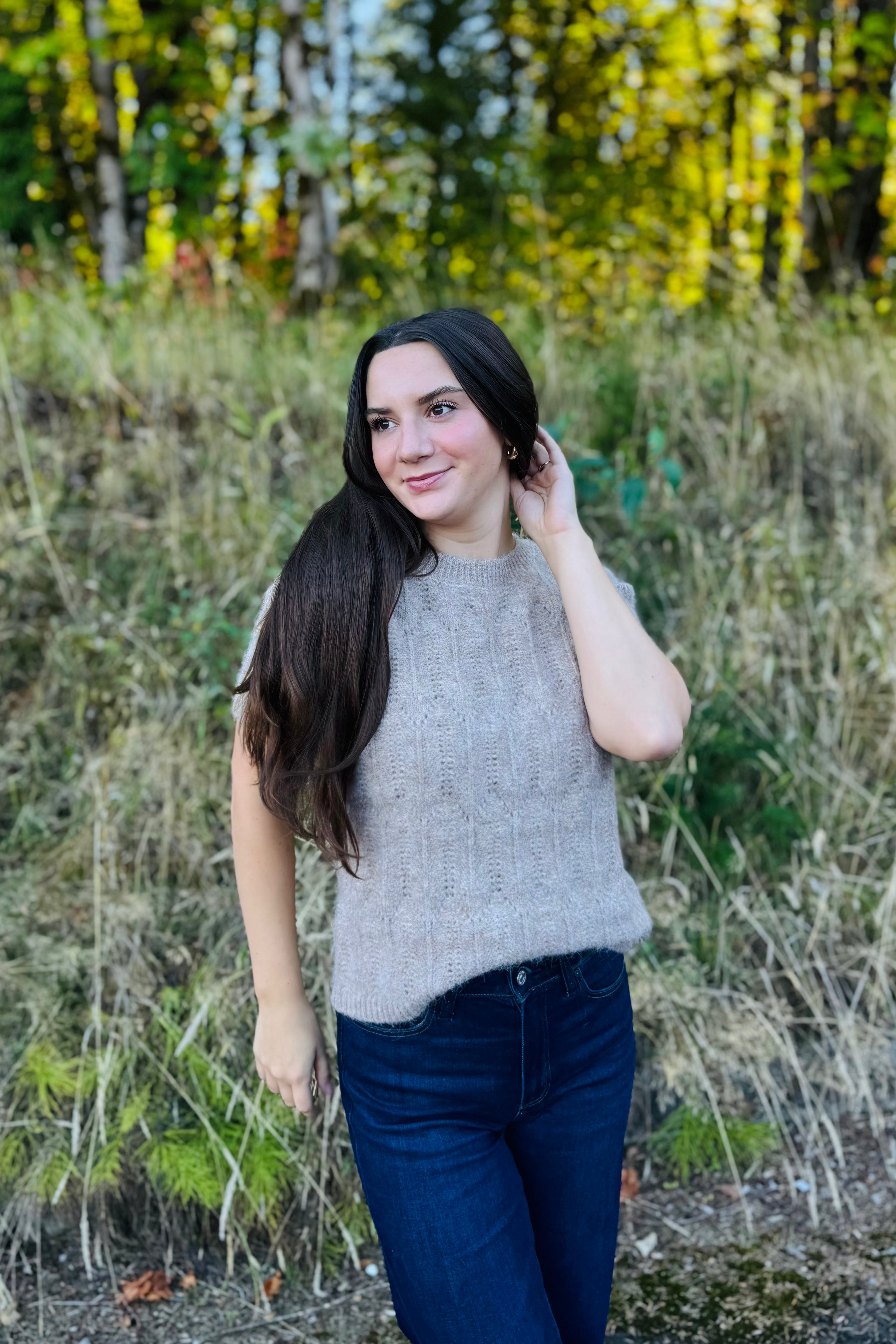 Pointelle Sweater Tee - Heather Hazelnut