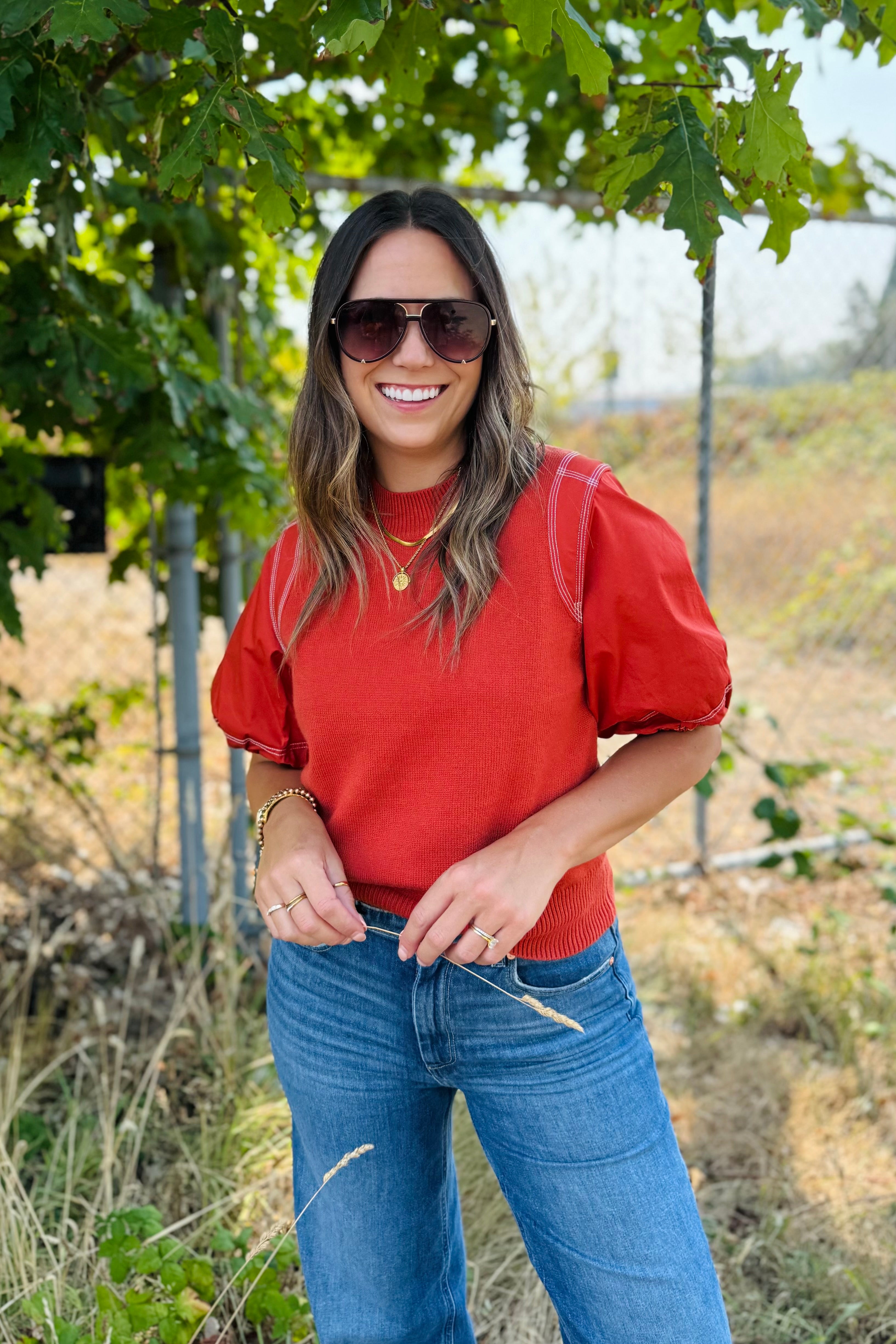 Poplin Puff Sleeve Top
