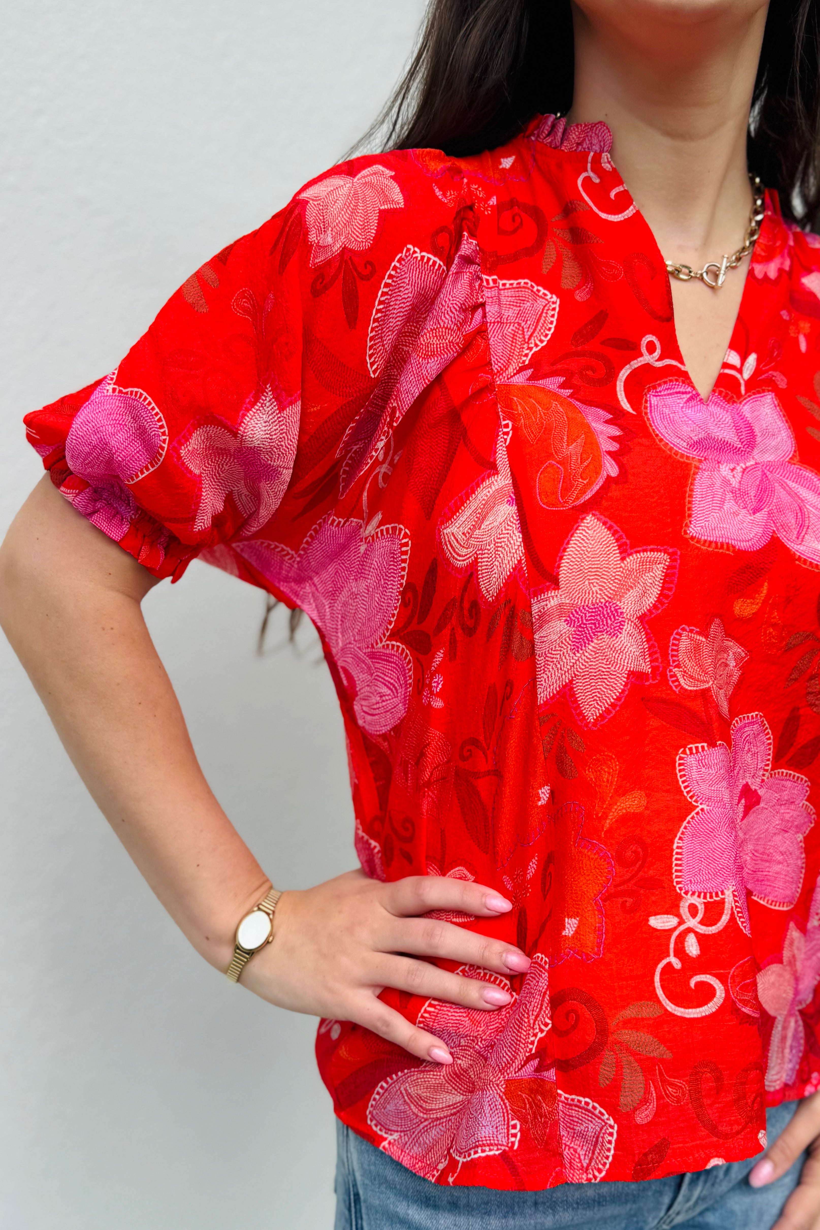 Puff Sleeve Floral Top
