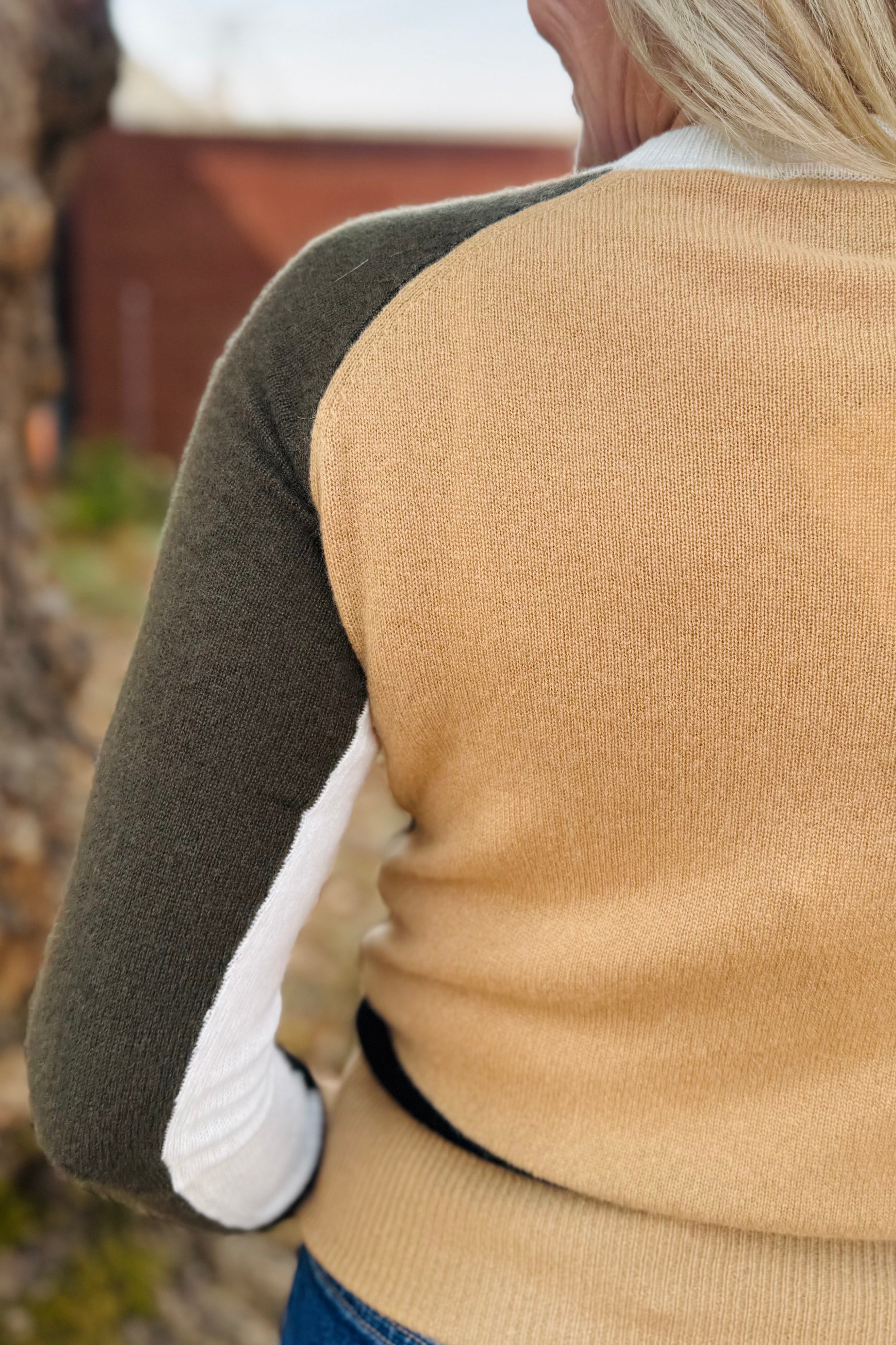 Color Block Comb Crew Sweater