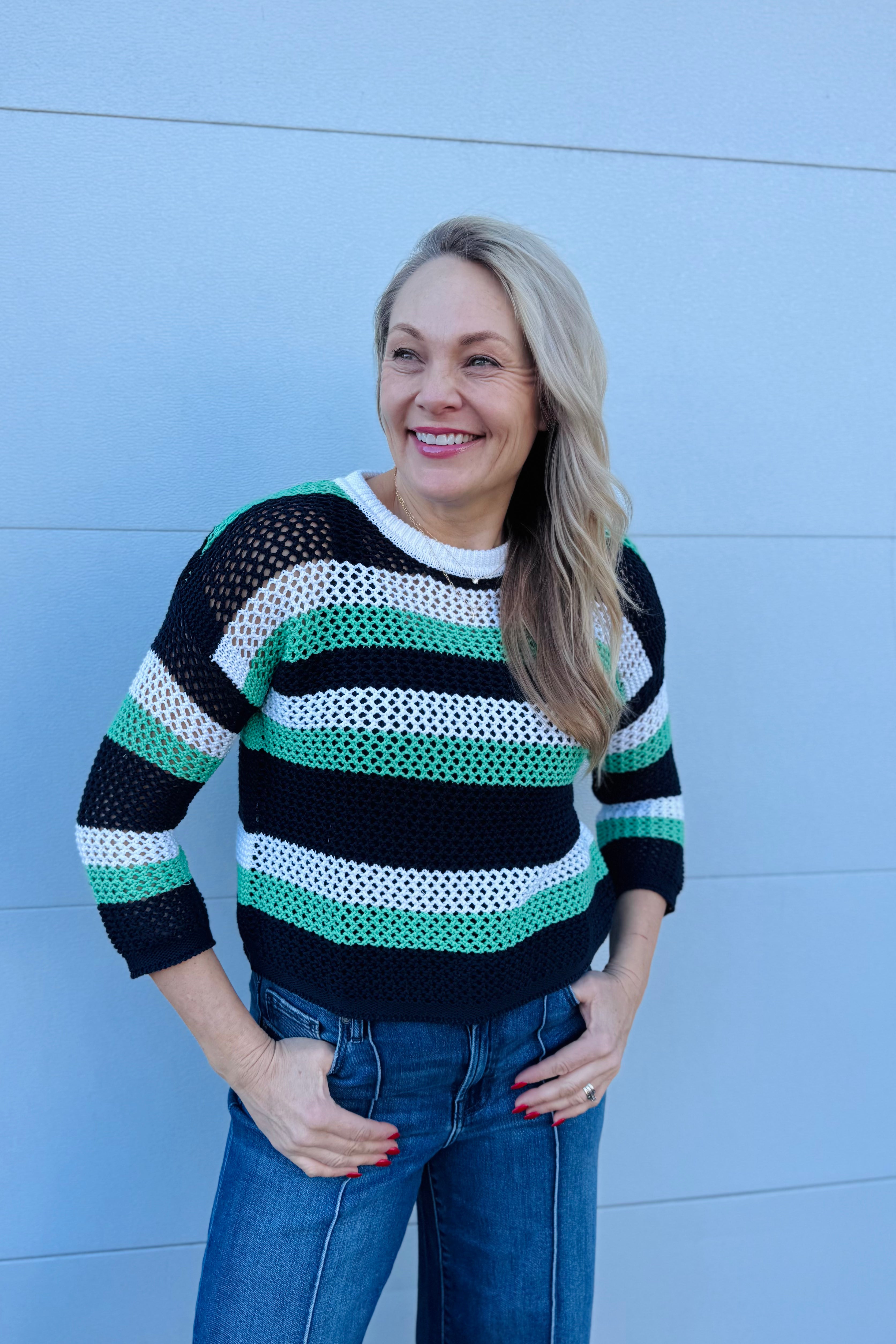 Mesh Stripe Sweater