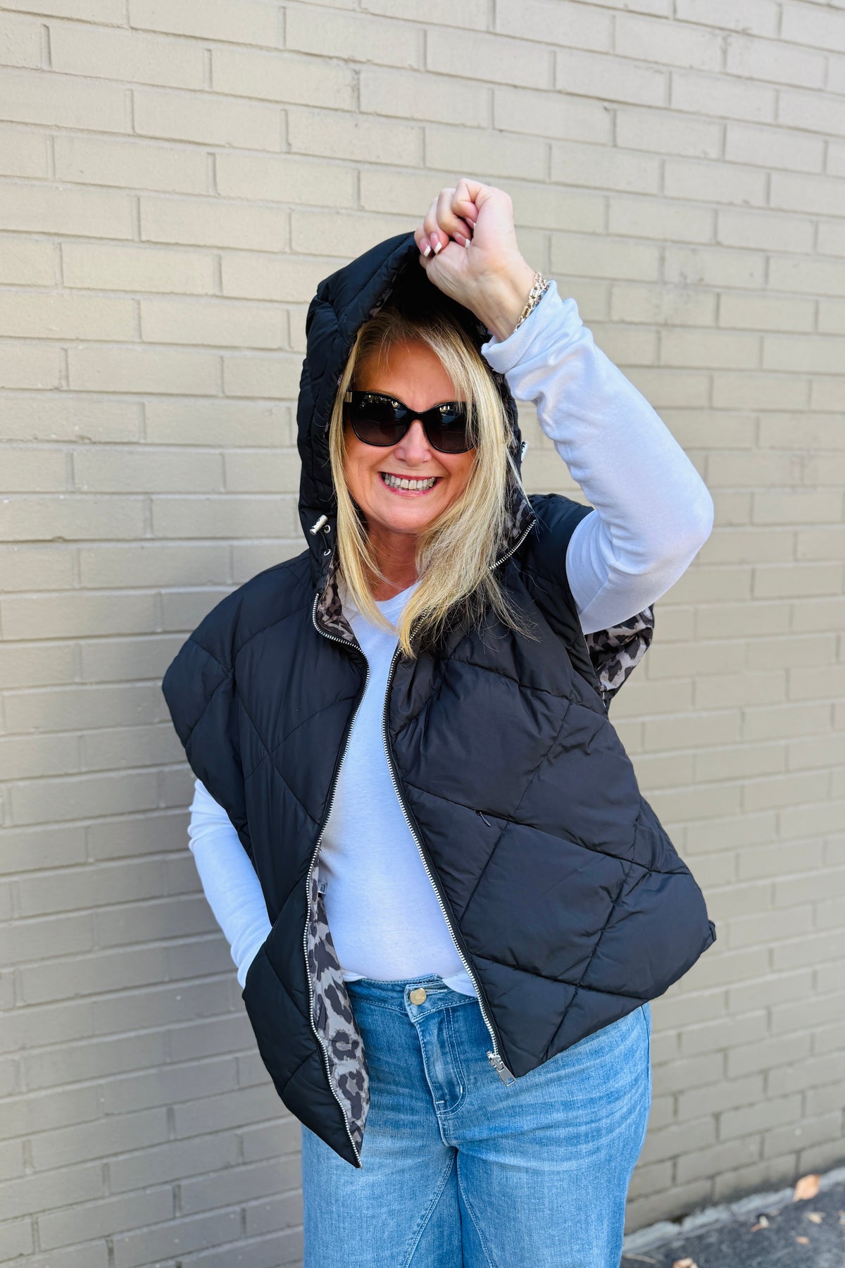 Reversible Leopard Poncho - Black