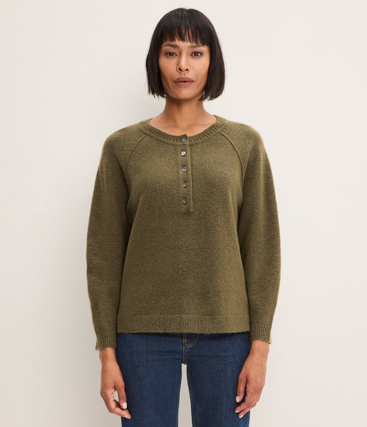 Michael Stars Pauline Henley Raglan Top in Dark Basil - front