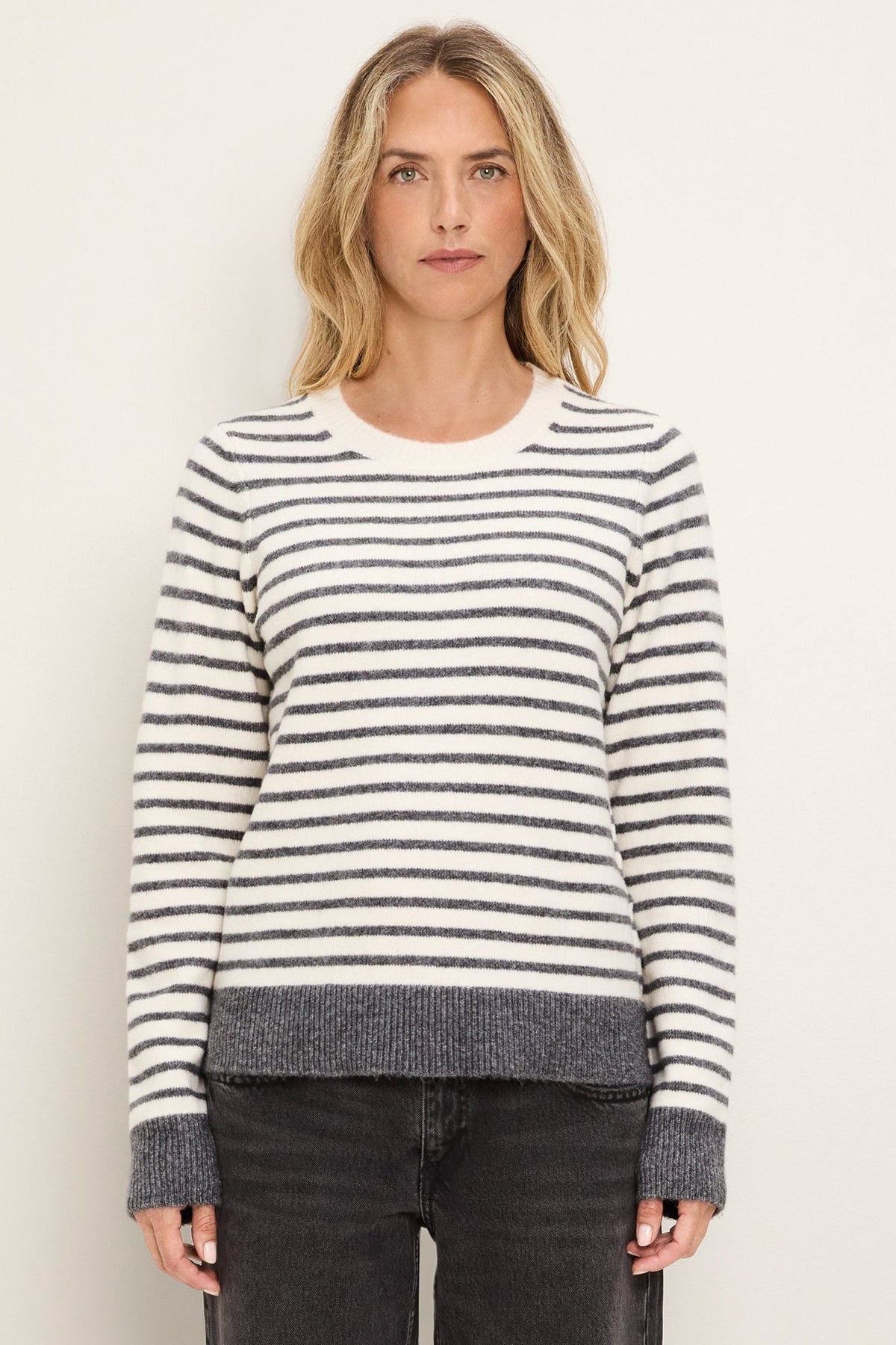 Morgan Long Sleeve Pullover - Coconut Milk/Heather Grey | Michael Stars