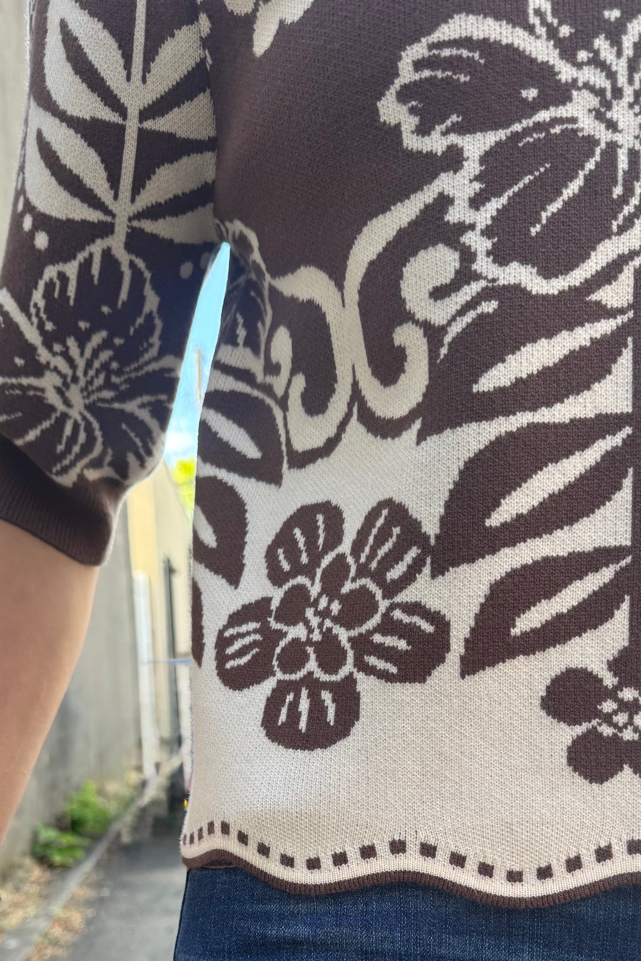 Short Sleeve Knit Pattern Sweater
