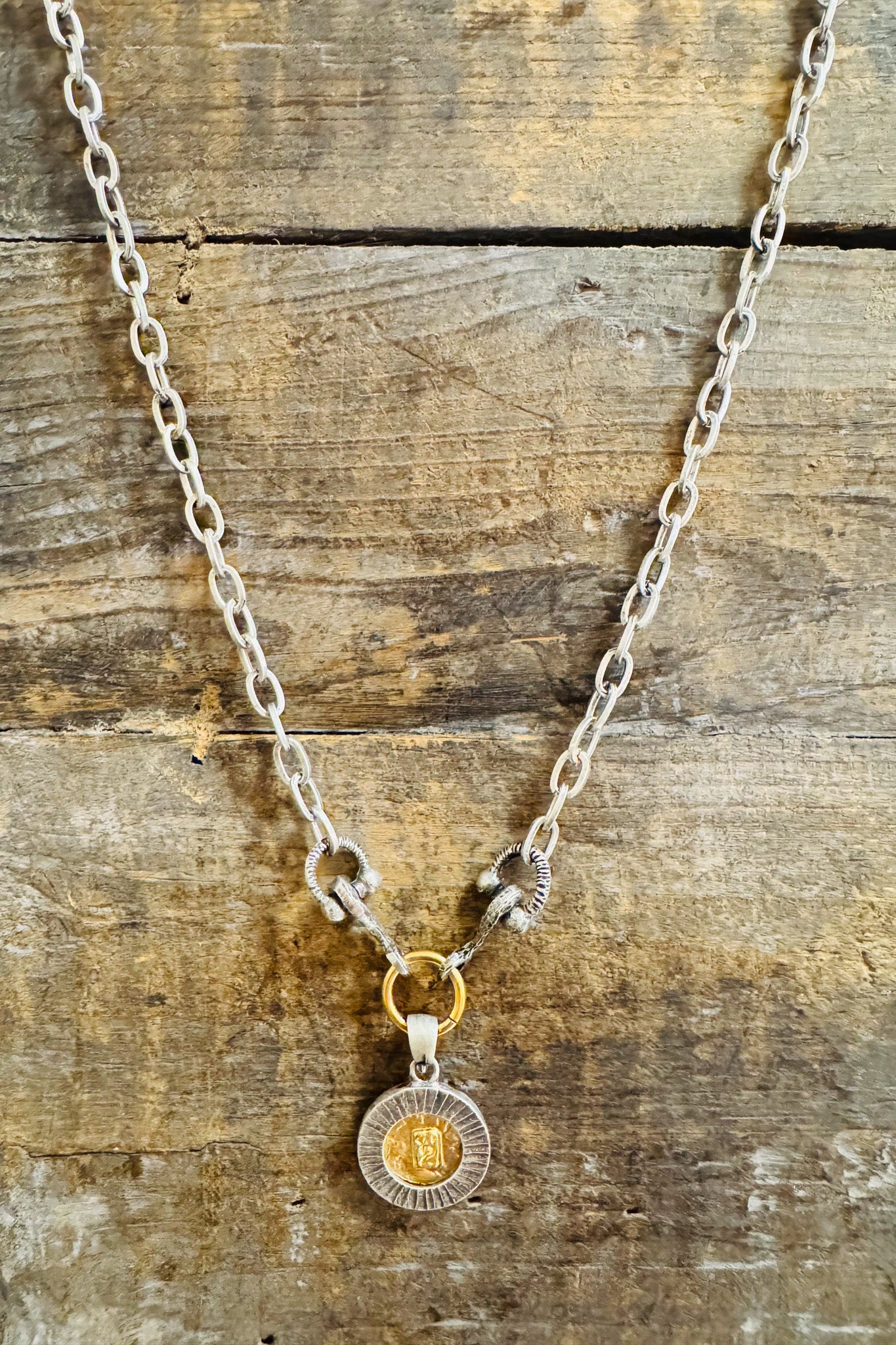 Silver Mini Coin and Horsebit Necklace