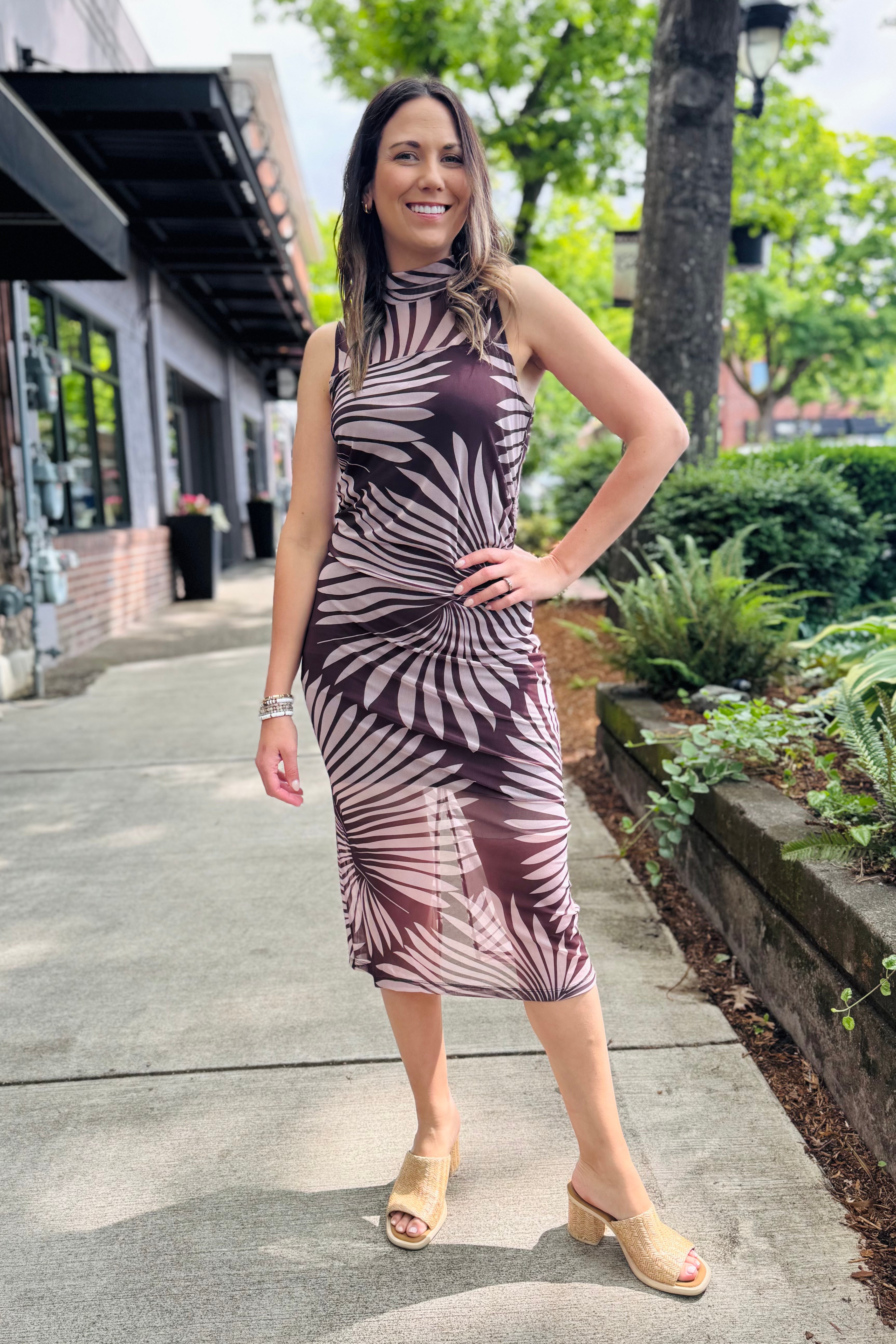 Halter Midi Mesh Dress