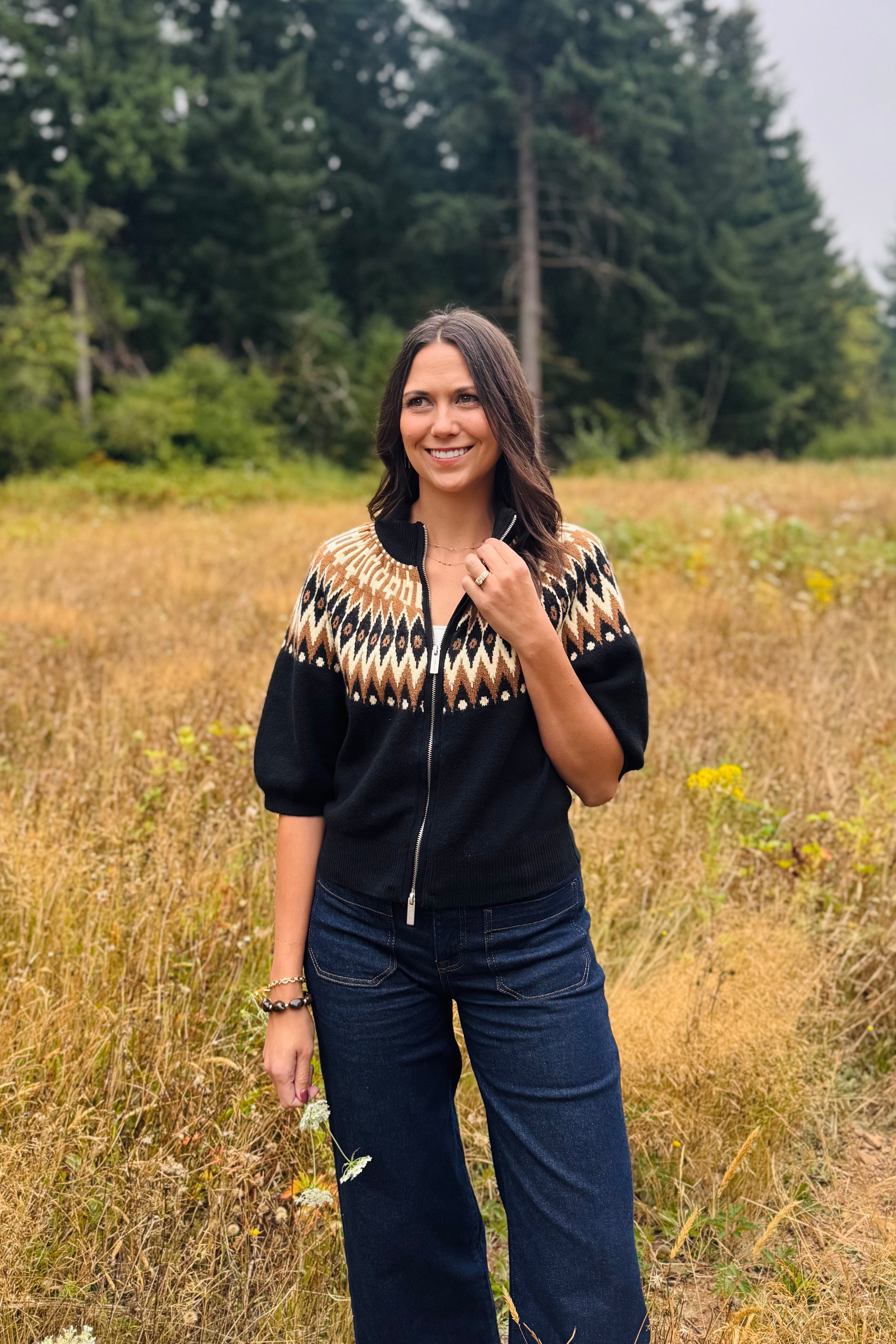 Fairisle Zip Up Sweater