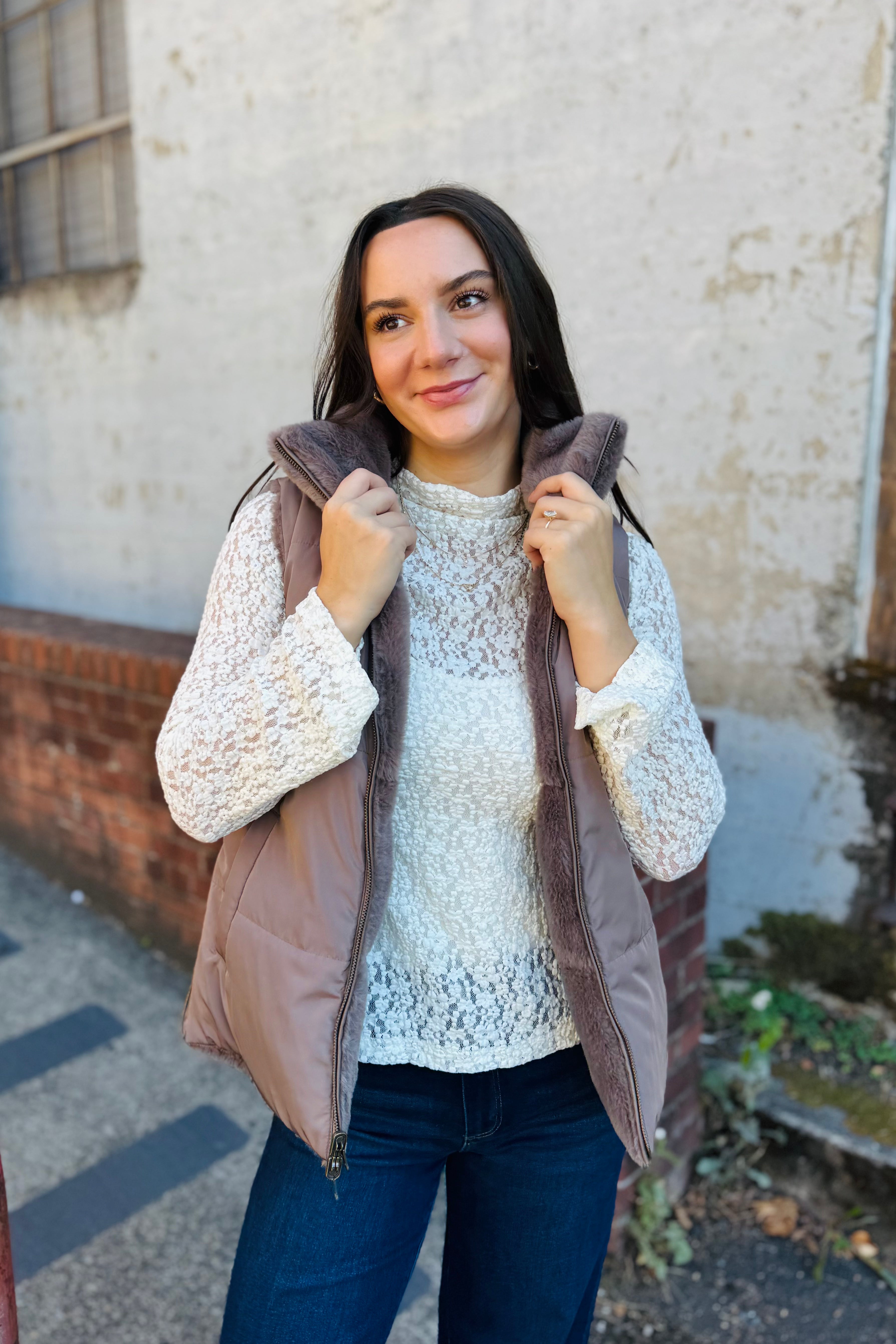 Sarah Side-Zip Vest - Soft Brown