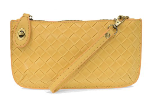 Faux Wide Woven Mini Crossbody Wristlet