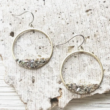 Ocean Pyrite Shell Earrings