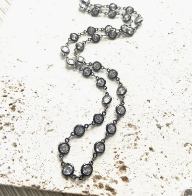Clear Crystal Gunmetal Necklace