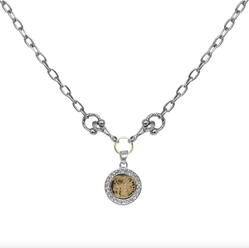 Silver Mini Coin and Horsebit Necklace