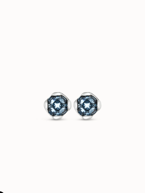 Silver-Plated Earrings/Blue Crystals