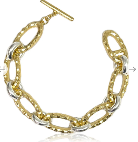 Two-Toned Ravelle Bracelet 8" Gold