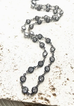 Clear Crystal Gunmetal Necklace