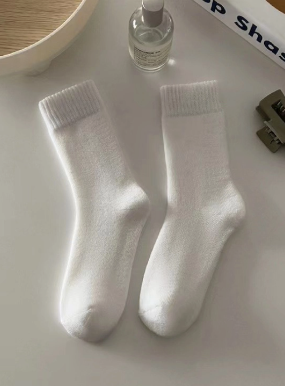 Ladies Inside Velvet Socks-White