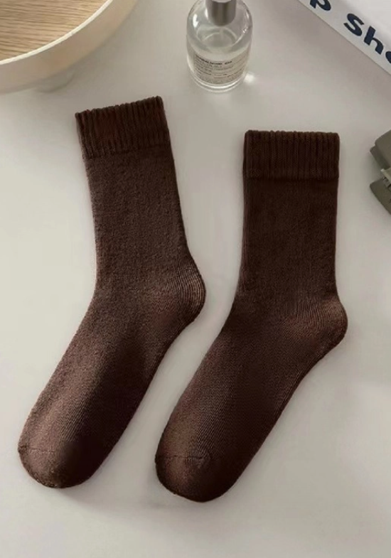 Ladies Inside Velvet Socks-Coffee