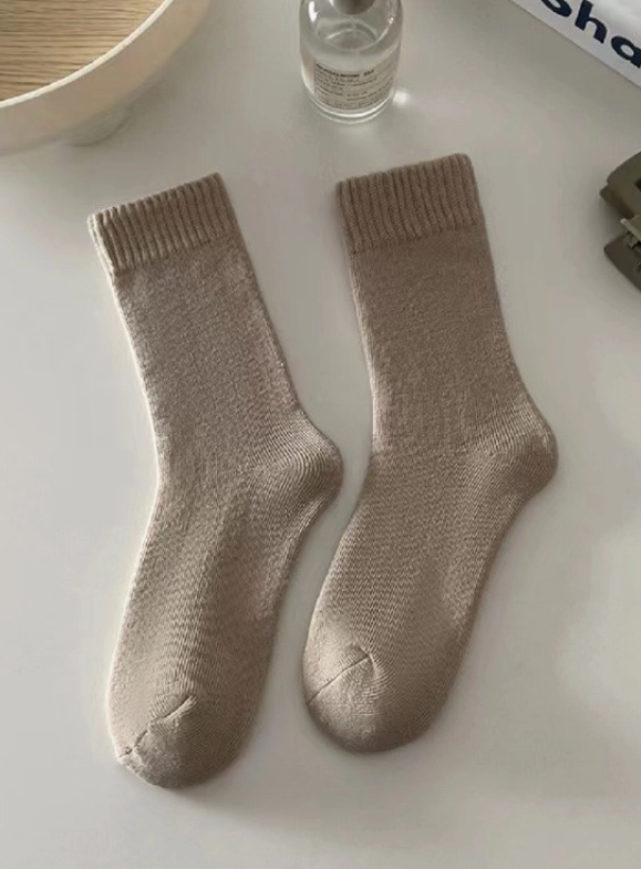 Ladies Inside Velvet Socks-Khaki