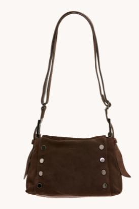 Bryant Med Belted Suede Bag