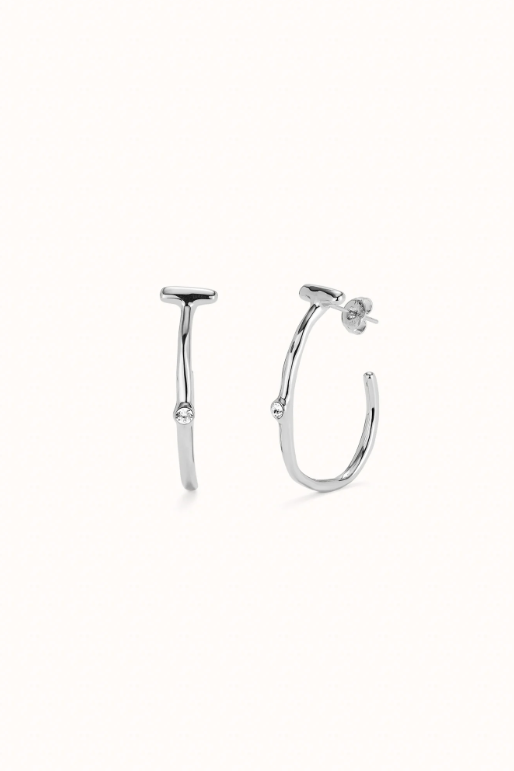 Hoop Earrings W/ White Topaz