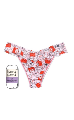 Printed Signature Lace Original Rise Thongs - With Love | Hanky Panky