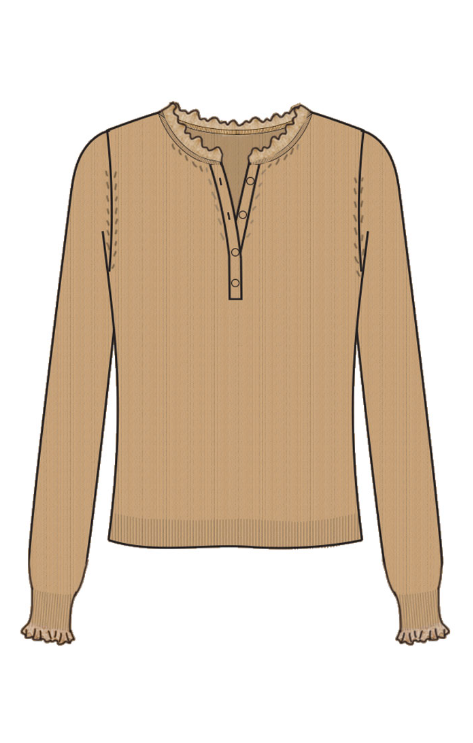 Henley Ruffle Sweater